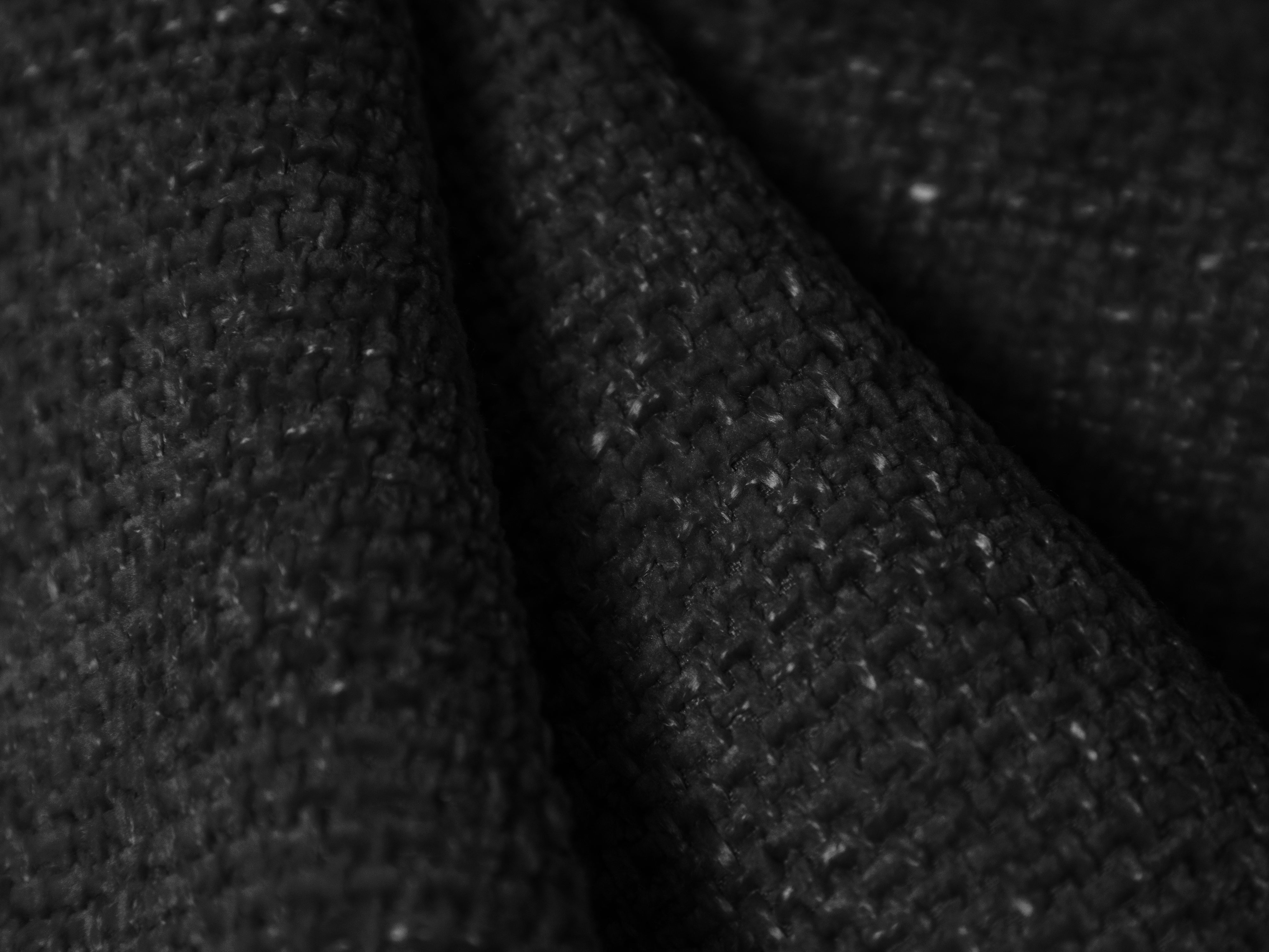 Sofa lewostronna panoramiczna w tkaninie szenilowej 6-osobowa MILEY czarny Micadoni Eye on Design
