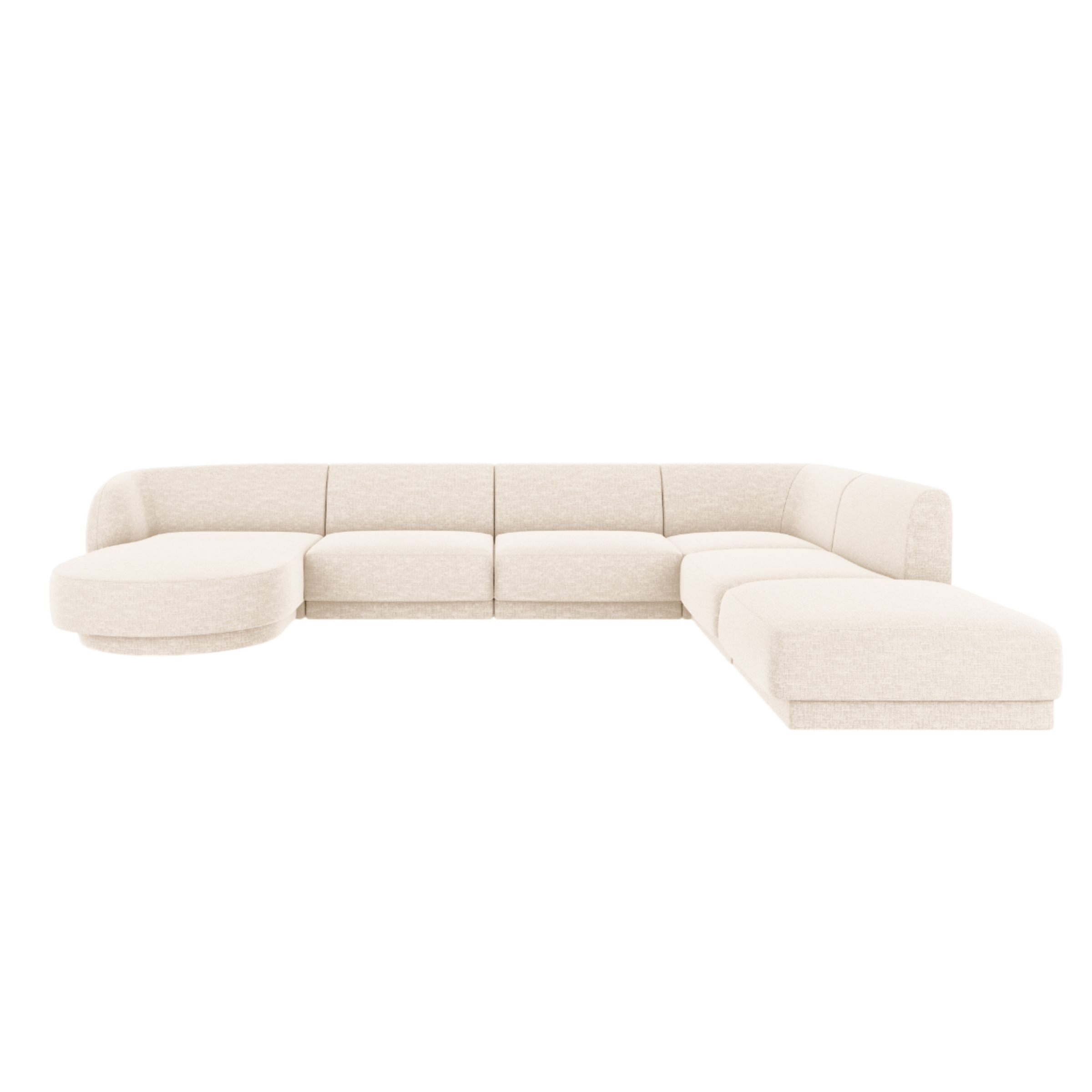 Rohová sedačka ve tvaru U pravostranná MILEY slonová kost šenil