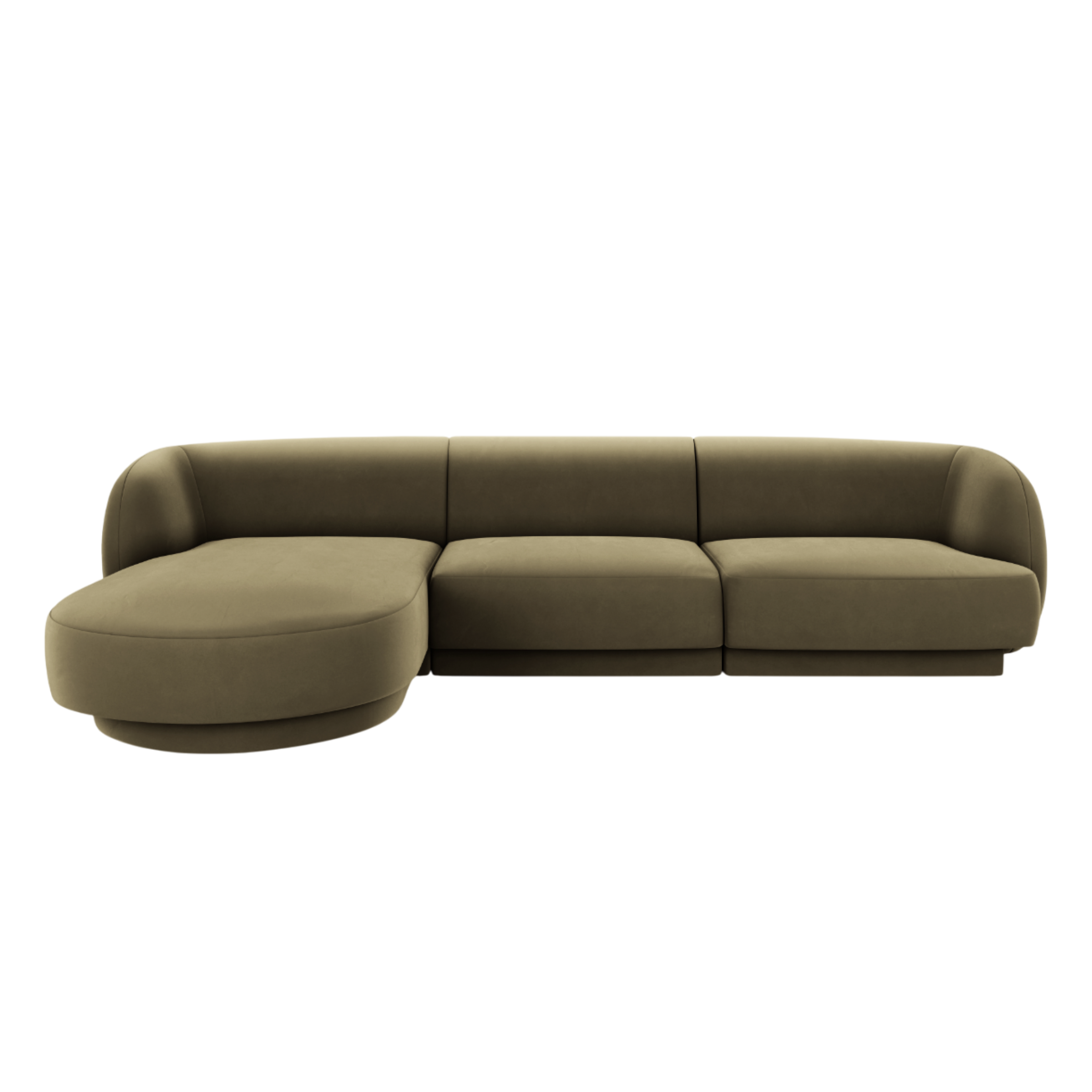 Velvet corner sofa for 4 people, left-sided, MILEY, green