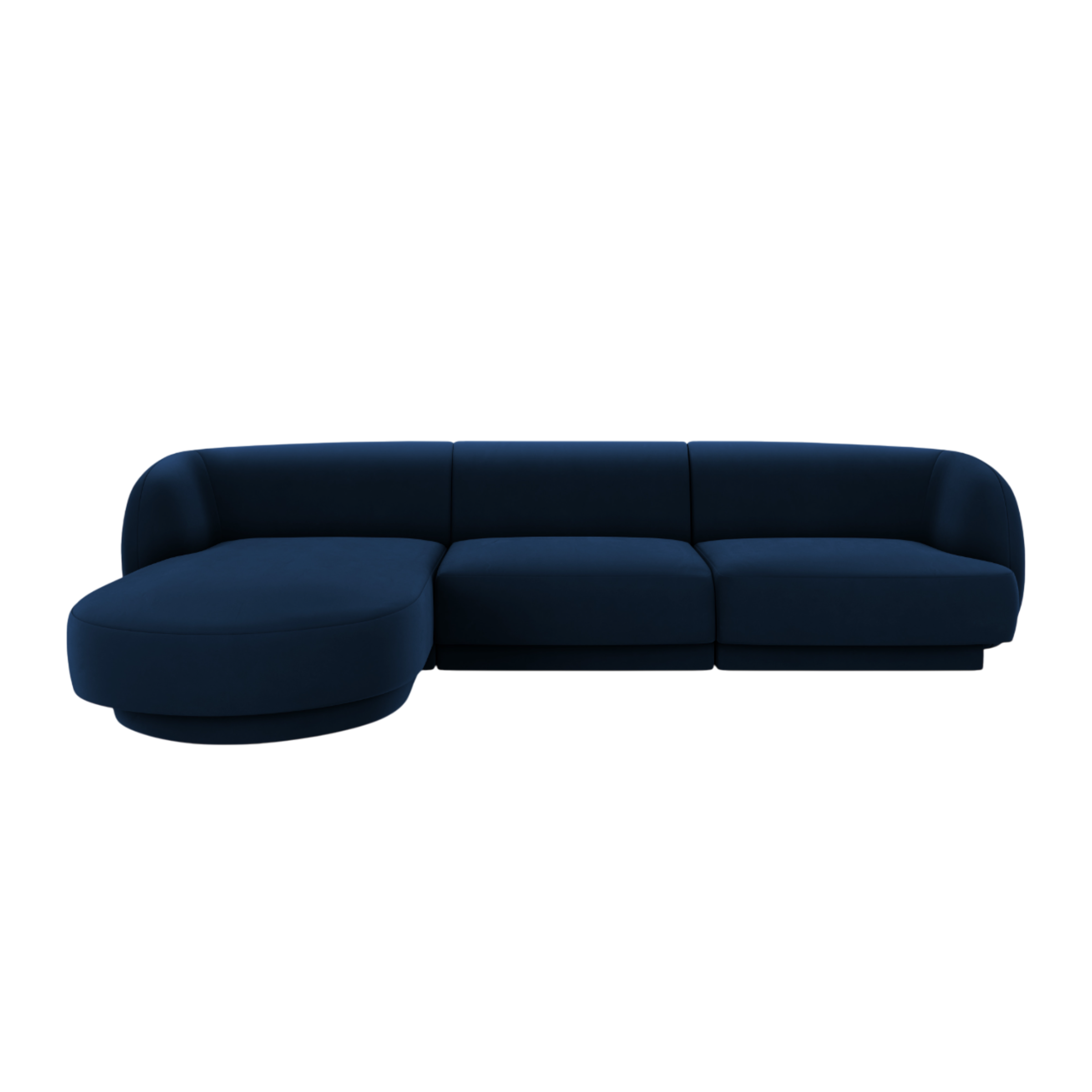 Velvet corner sofa for 4 people, left-sided, MILEY in navy blue