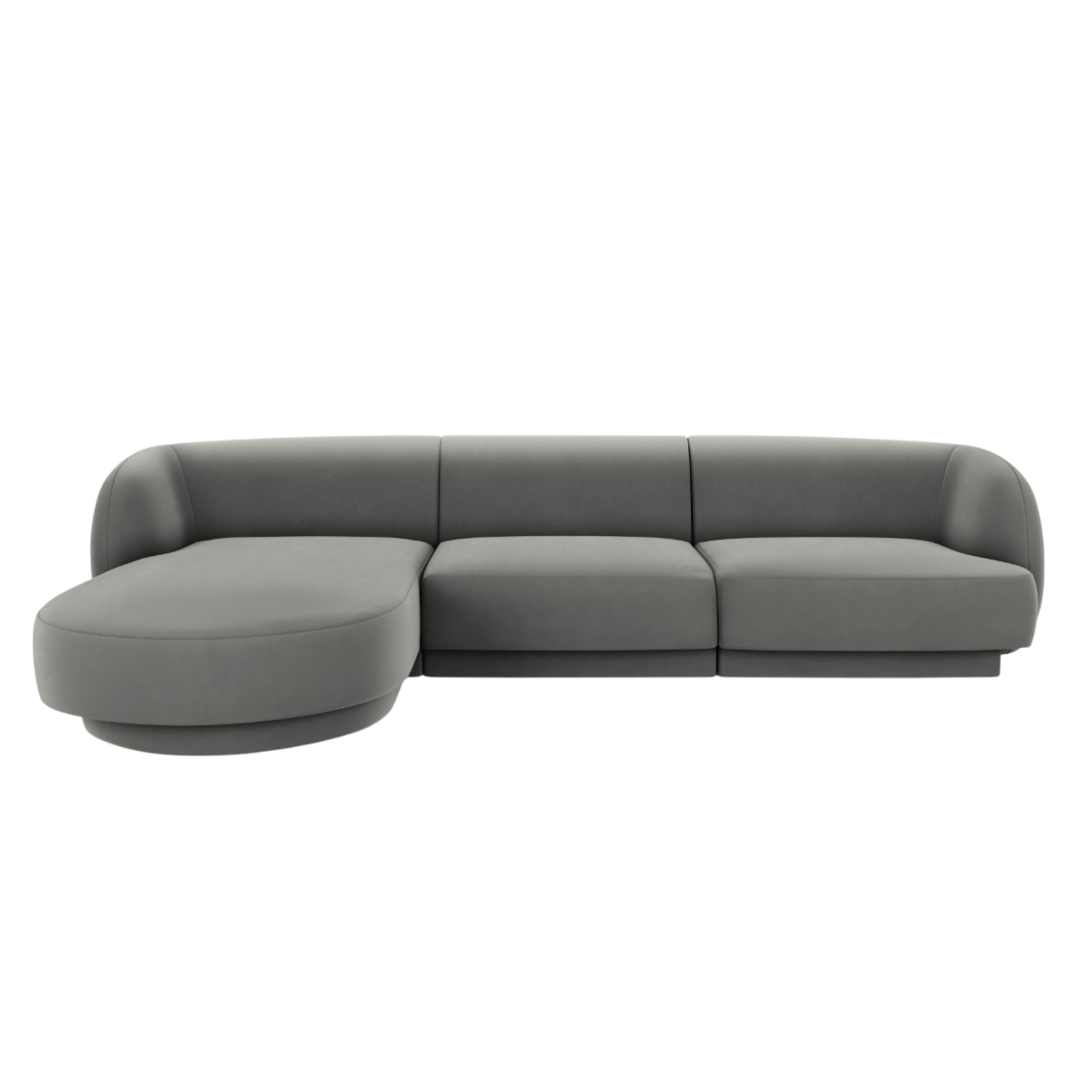 Velvet corner sofa for 4 people, left-sided, MILEY light gray