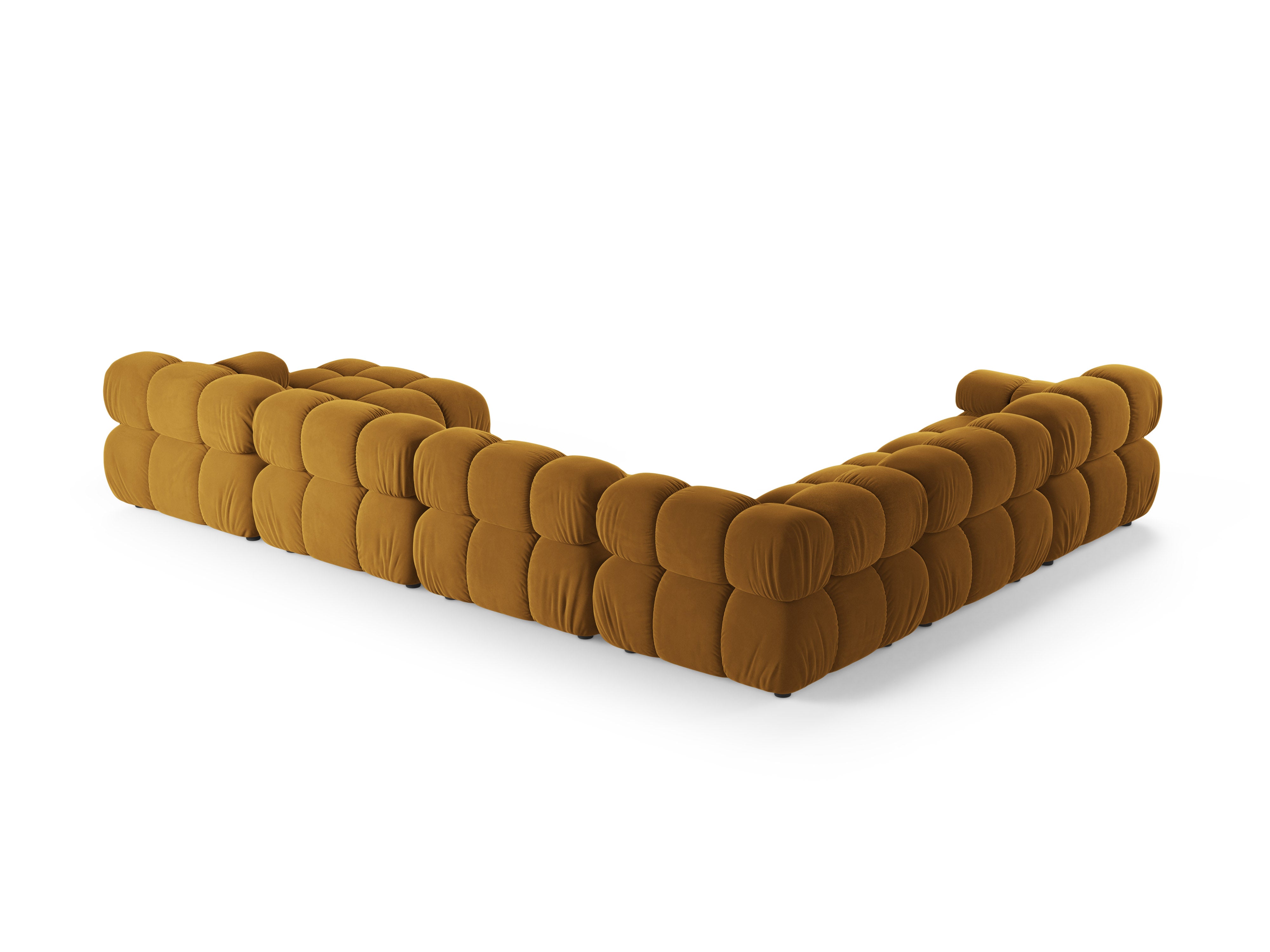 Panoramatický sametový rohový gauč BELLIS levý hořčicový