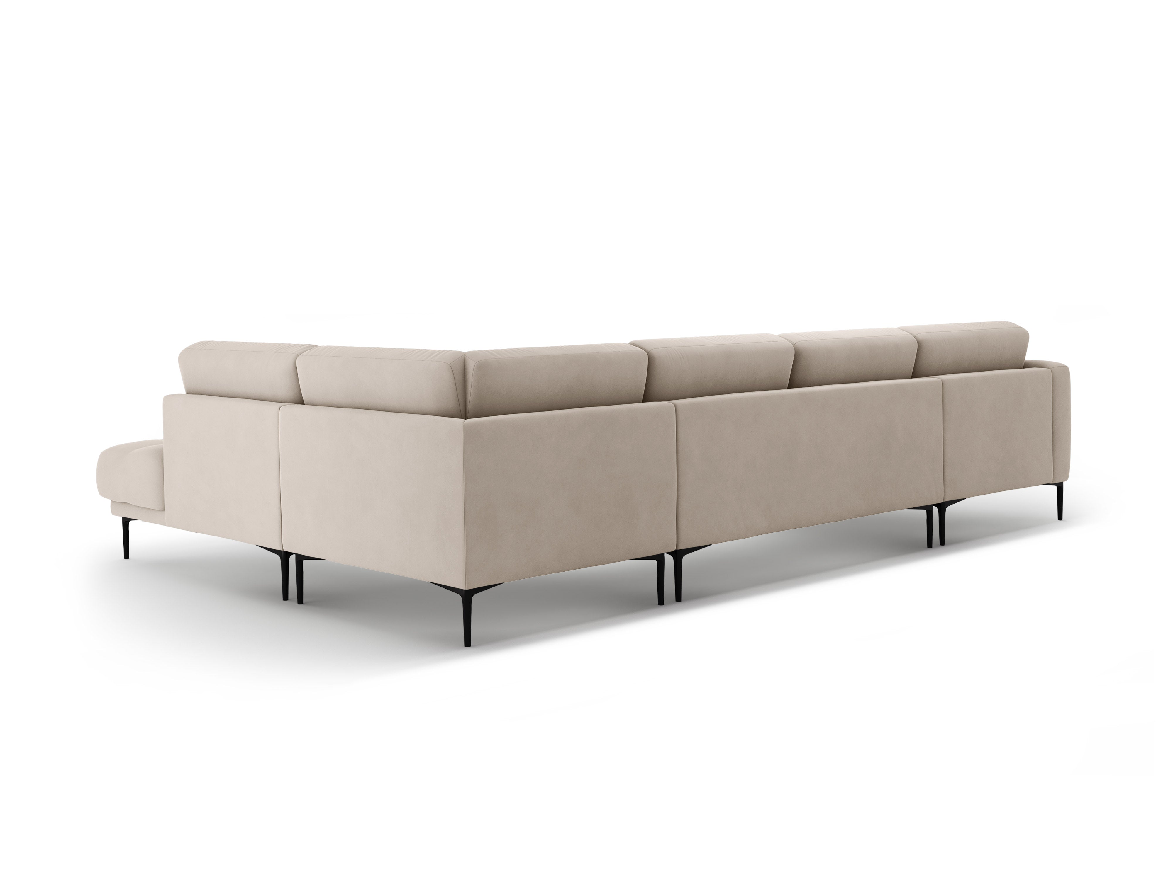 Beige sametový pravostranný panoramatický rohový gauč BEMY