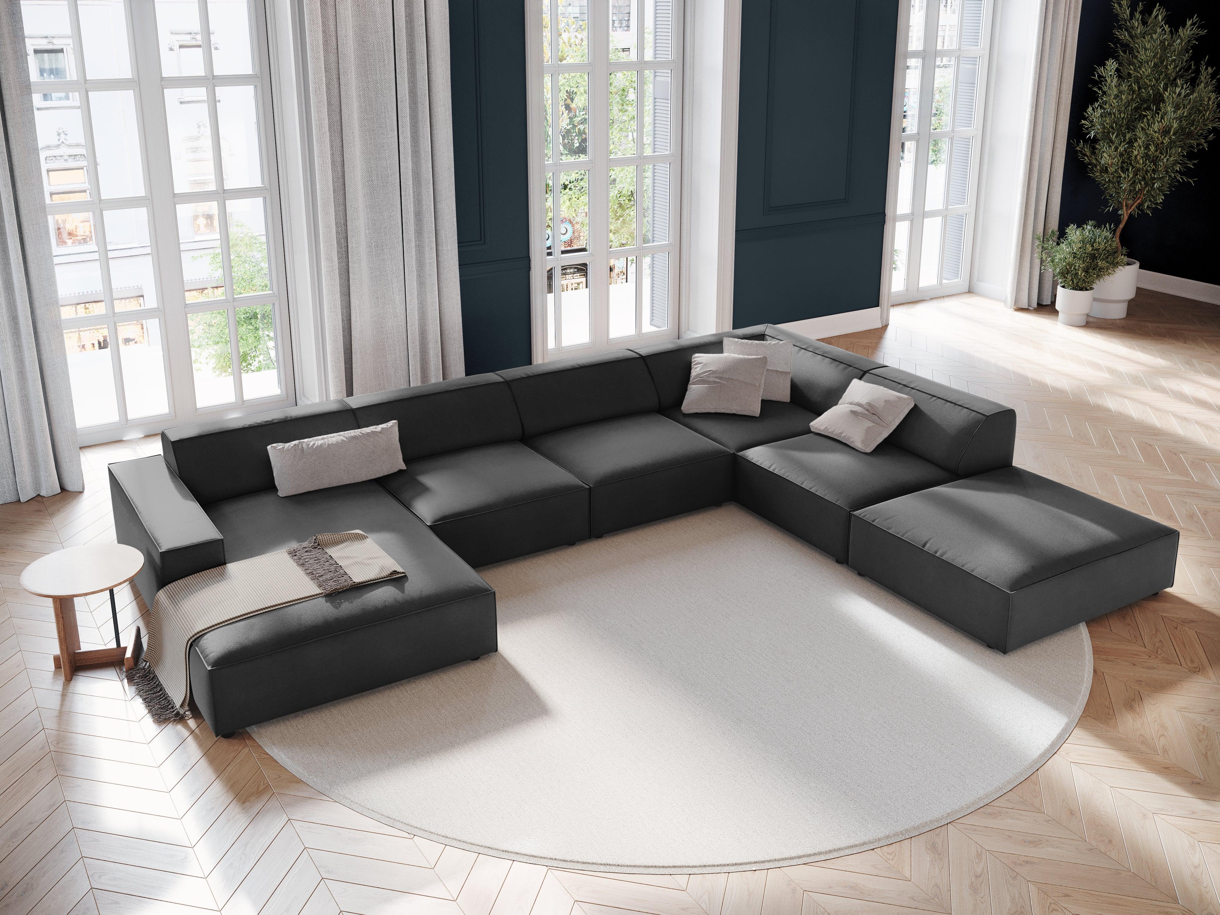 Sofa panoramiczna aksamitna prawostronna JODIE ciemnoszary Micadoni Eye on Design