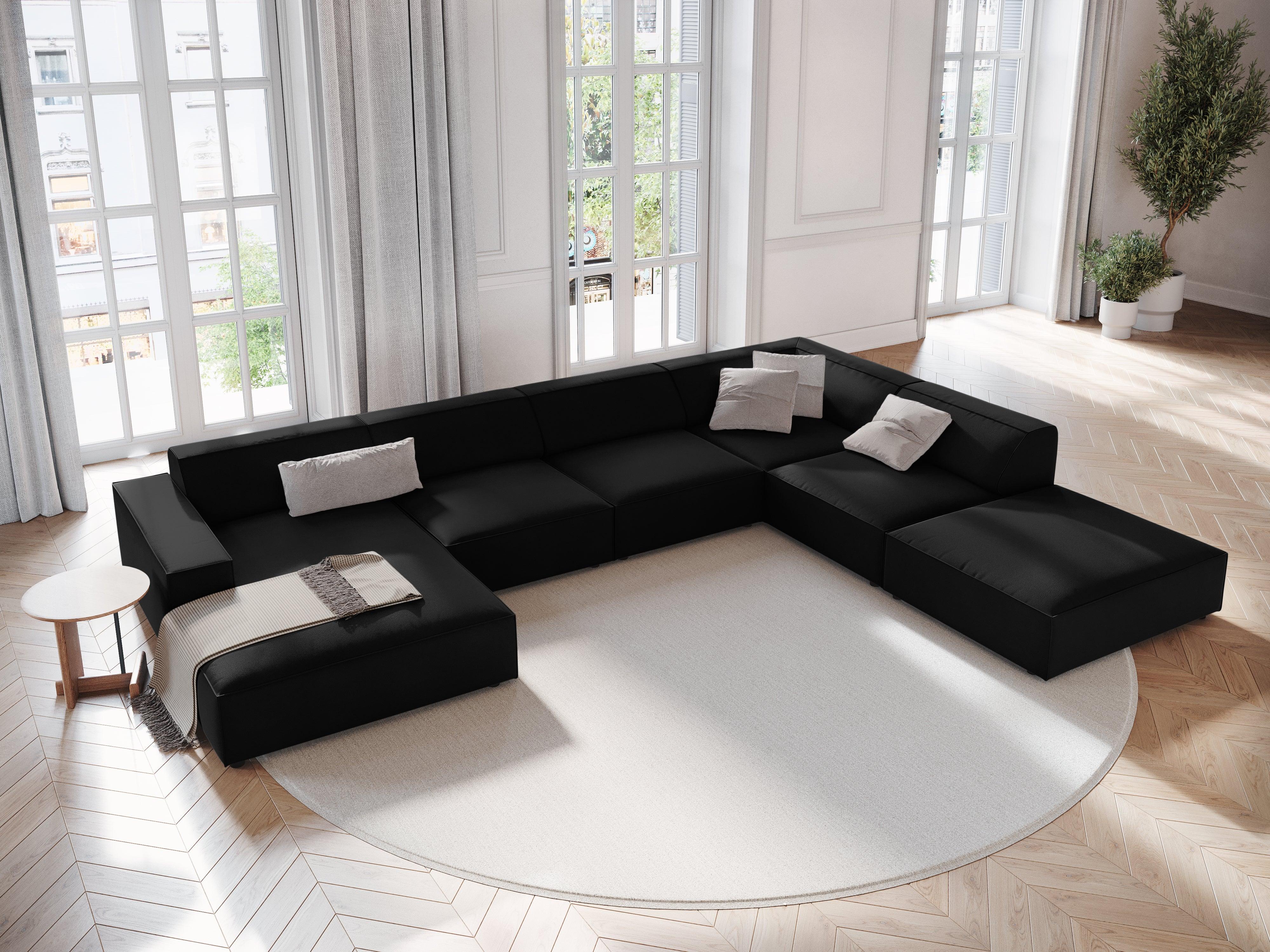 Sofa panoramiczna aksamitna prawostronna JODIE czarny Micadoni Eye on Design