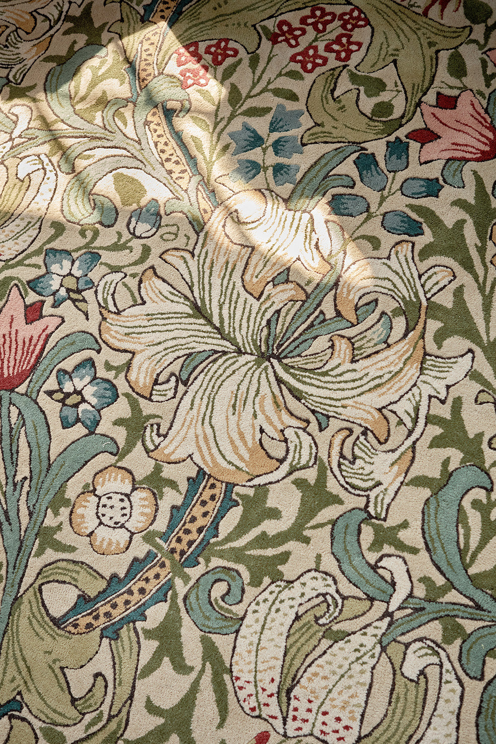 GOLDEN LILY Green Carpet with Beige