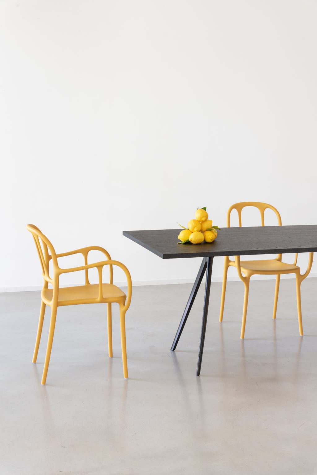 BAGUETTE table with a white aluminum base