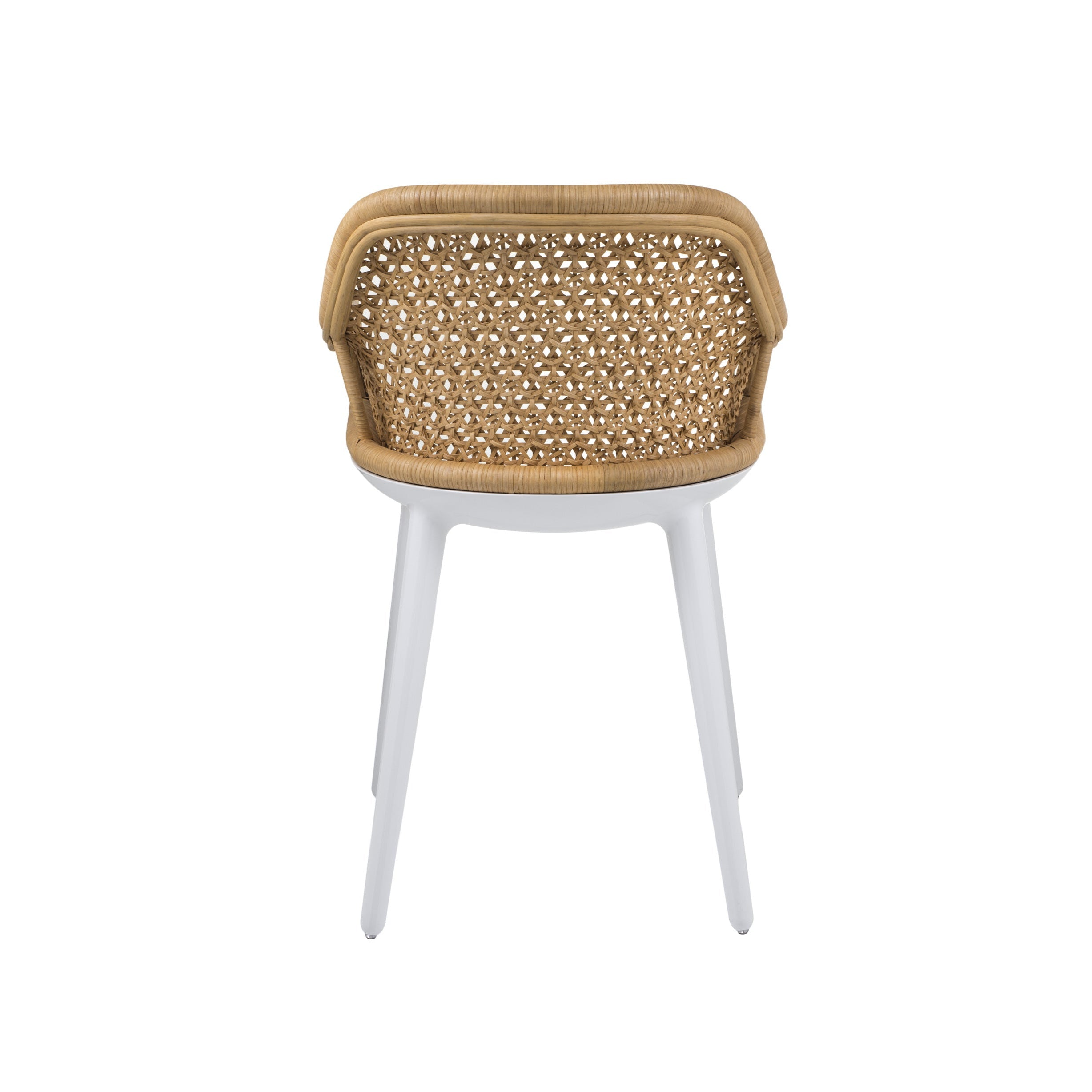 CYBORG ELEGANT chair with a white base and wicker backrest