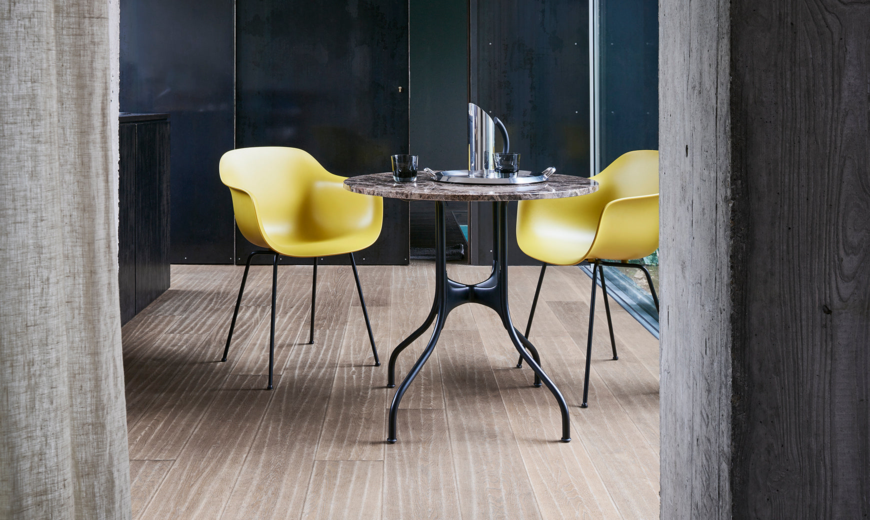 SUBSTANCE brown armchair with a metal base