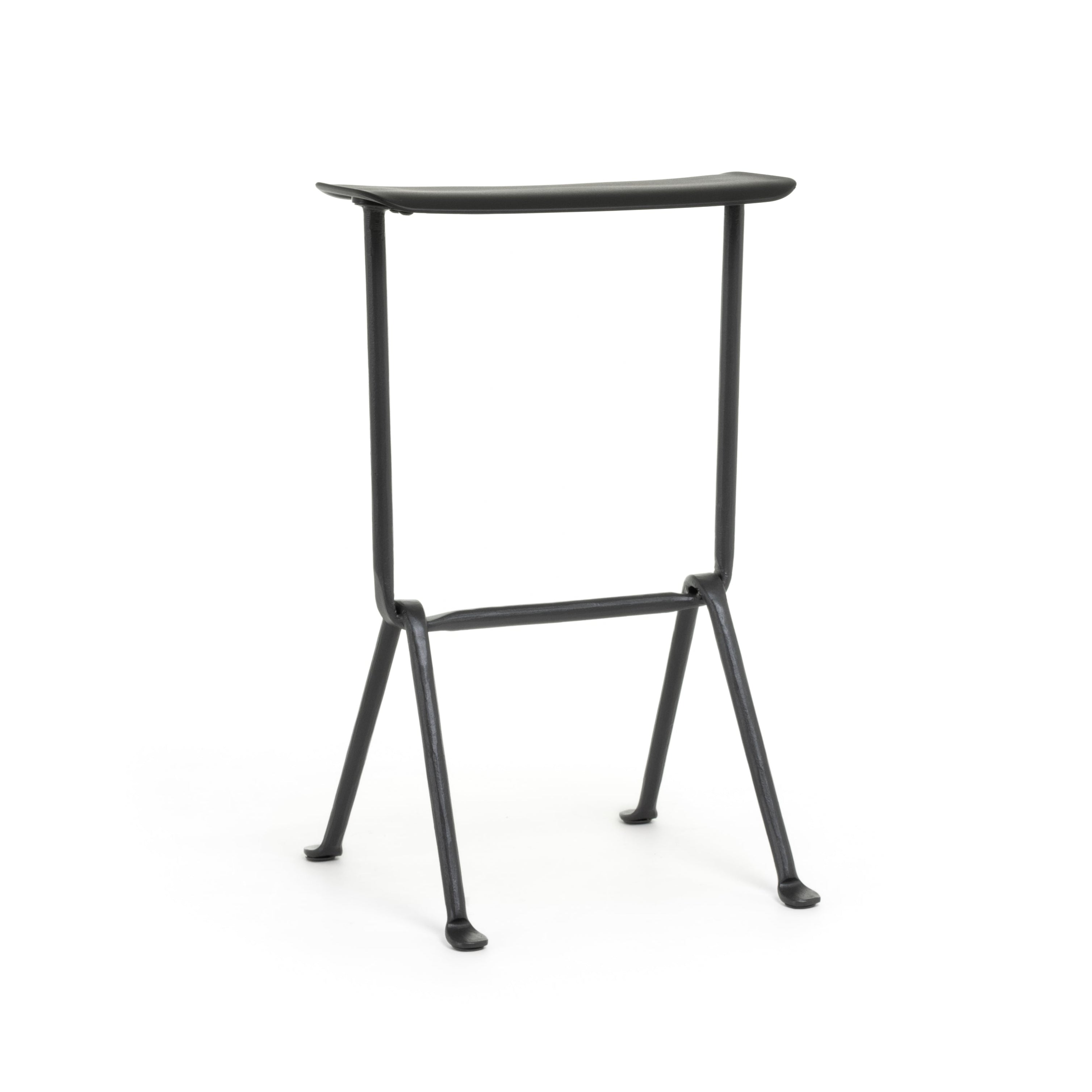 Barový stůl OFFICINA s antracitovou základnou a černým koženým sedákem