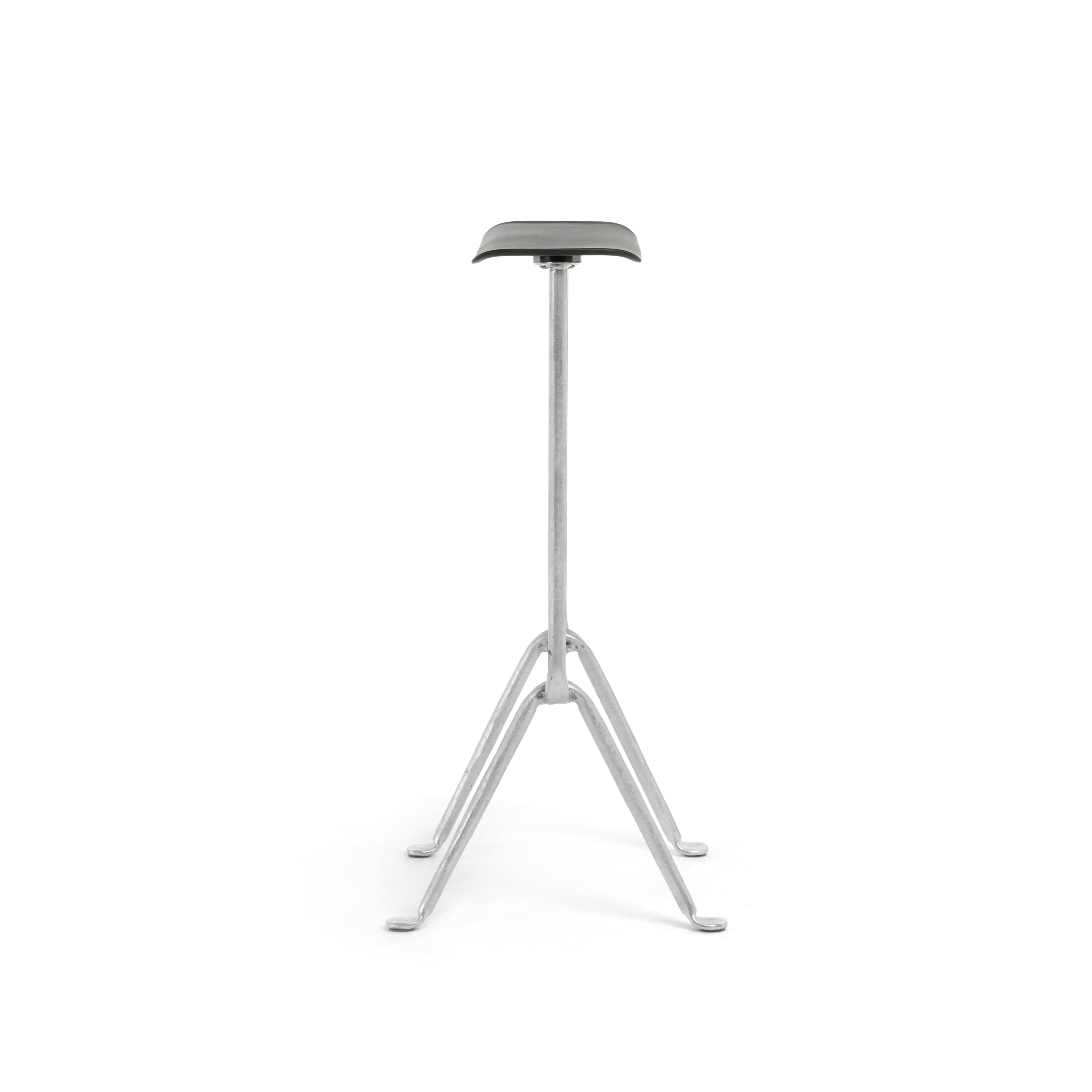 OFFICINA bar stool with a metal base and black leather seat