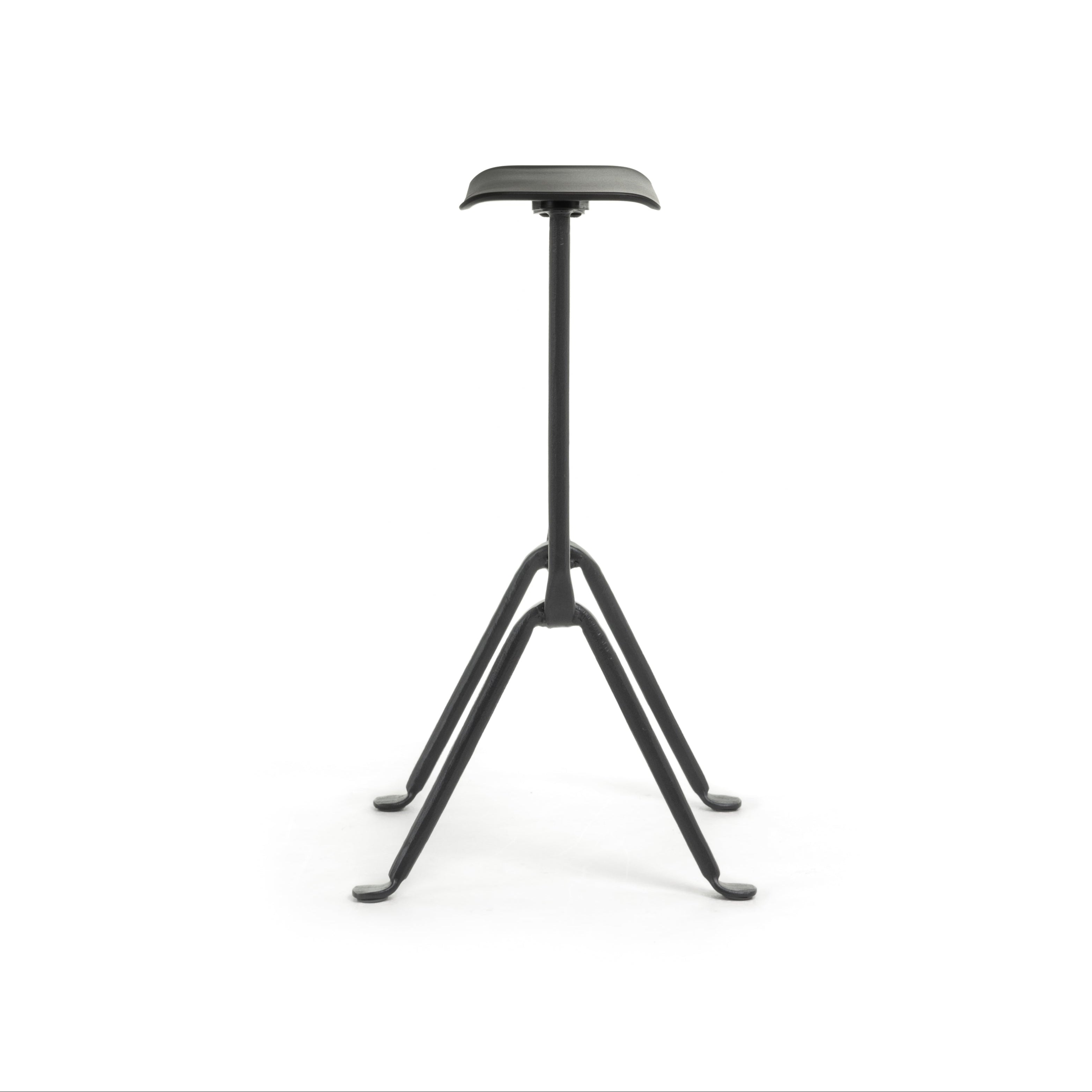 Barový stůl OFFICINA s antracitovou základnou a černým koženým sedákem