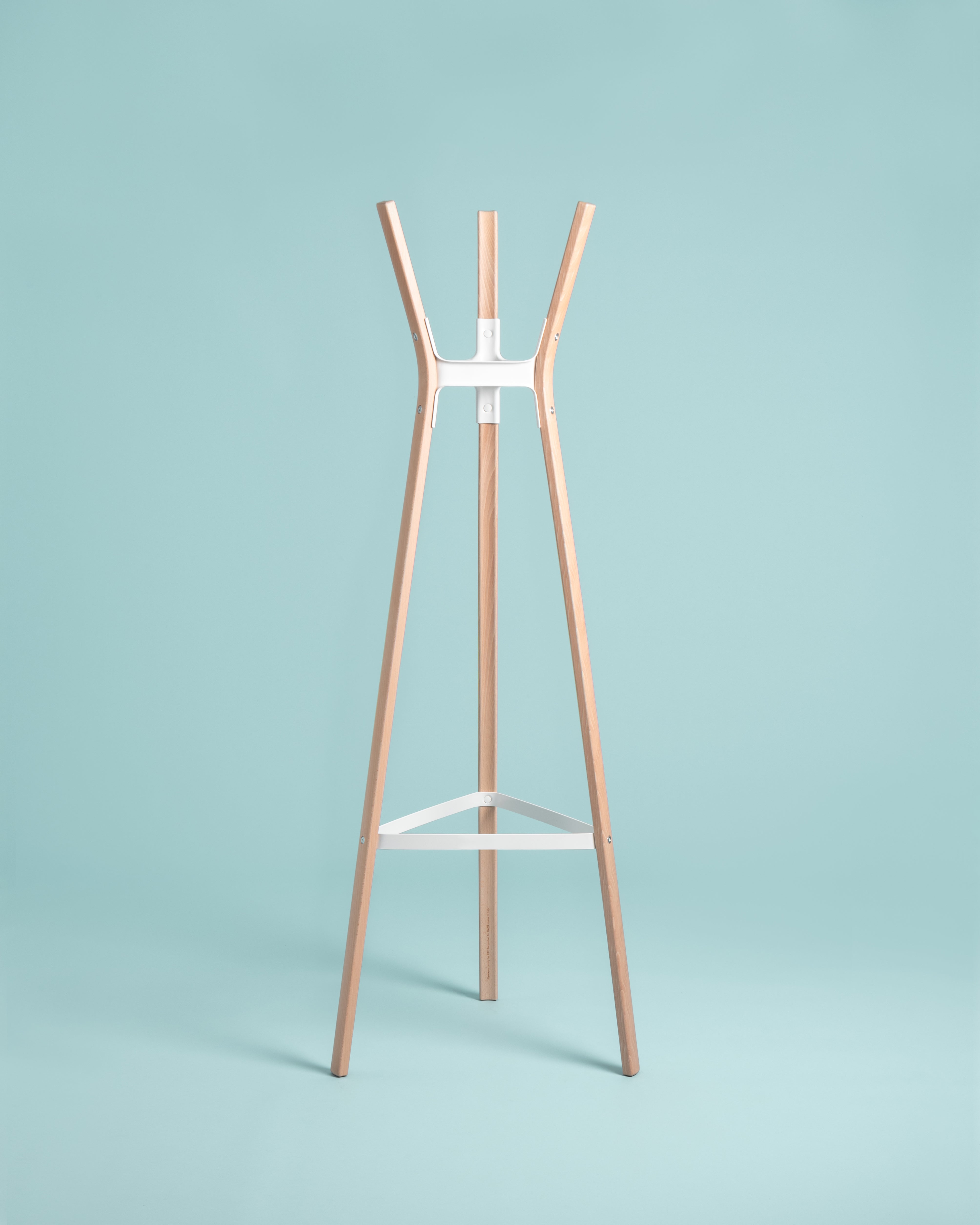 STEELWOOD standing coat rack, beech wood with white connections