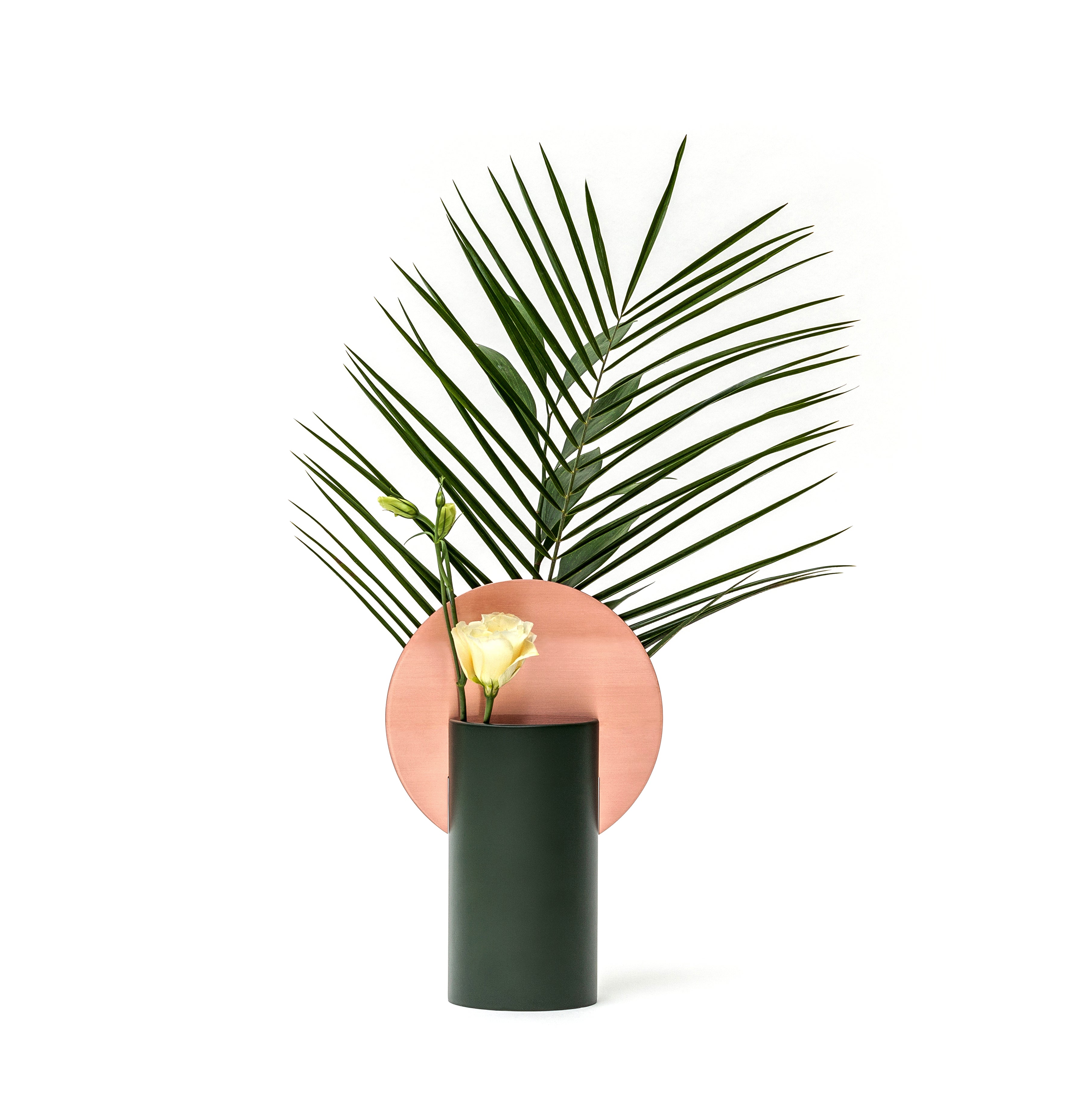 Váza MALEVICH tmavě zelená s měděným