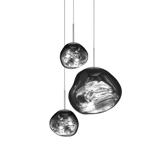 Stříbrná závěsná lampa MELT ROUND