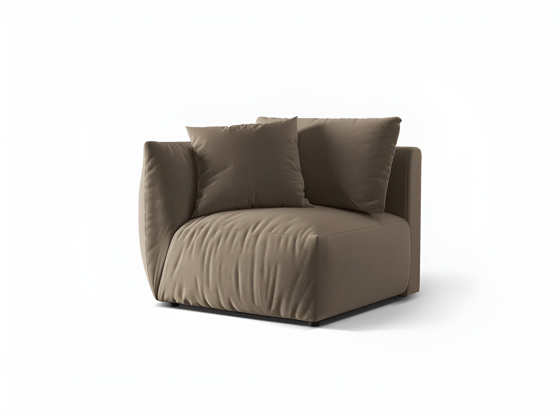 CHRIS Velvet Modular Sofa - Left Element in Light Brown