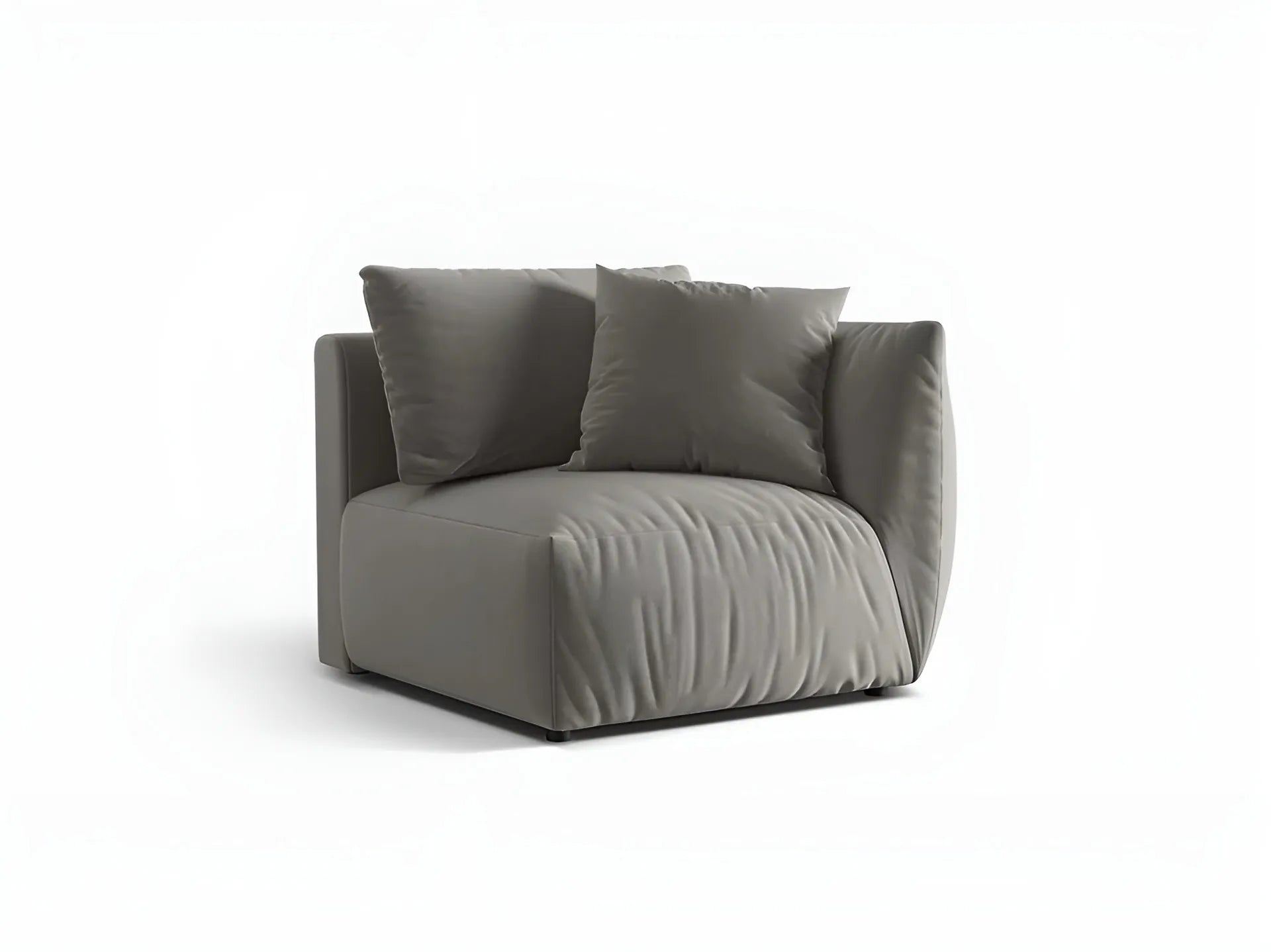Sofa modulární sametová CHRIS - pravý prvek šedý