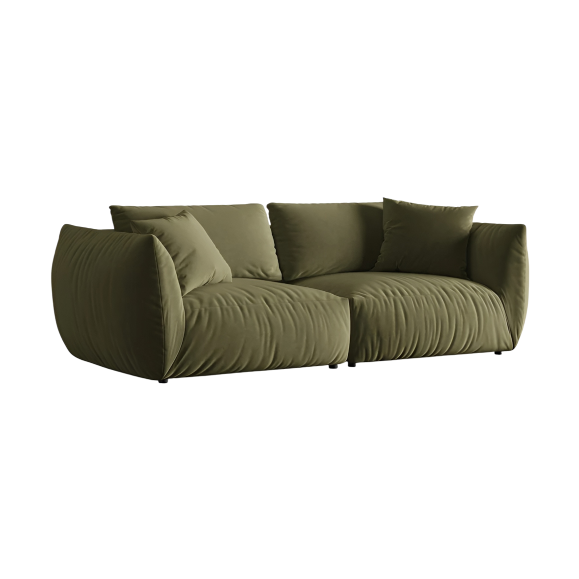 Sofa sametová 4-osobová CHRIS jasně zelená