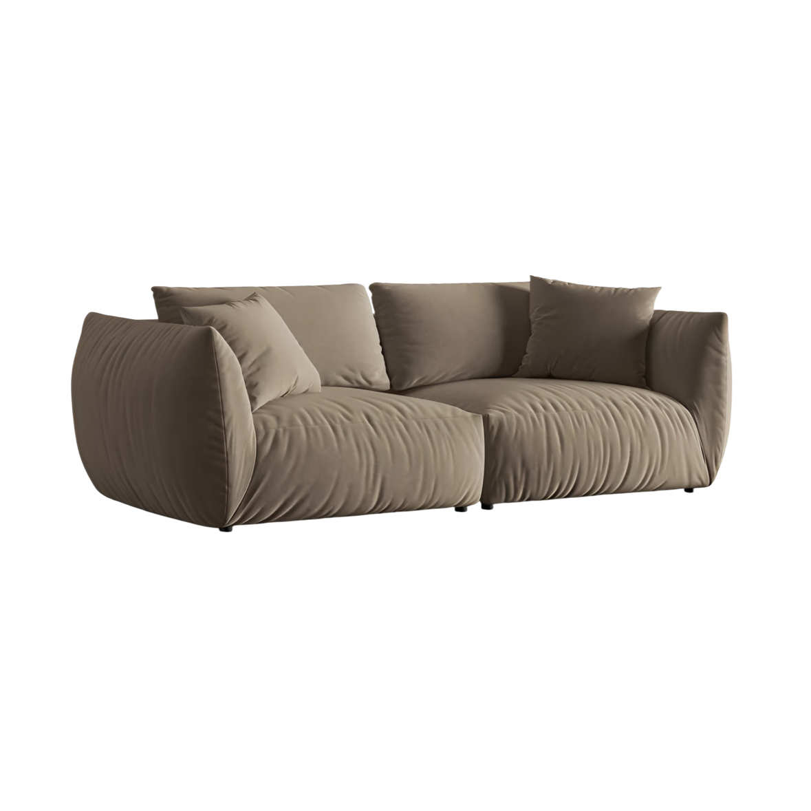 Sofa sametová 4-osobová CHRIS světle hnědá