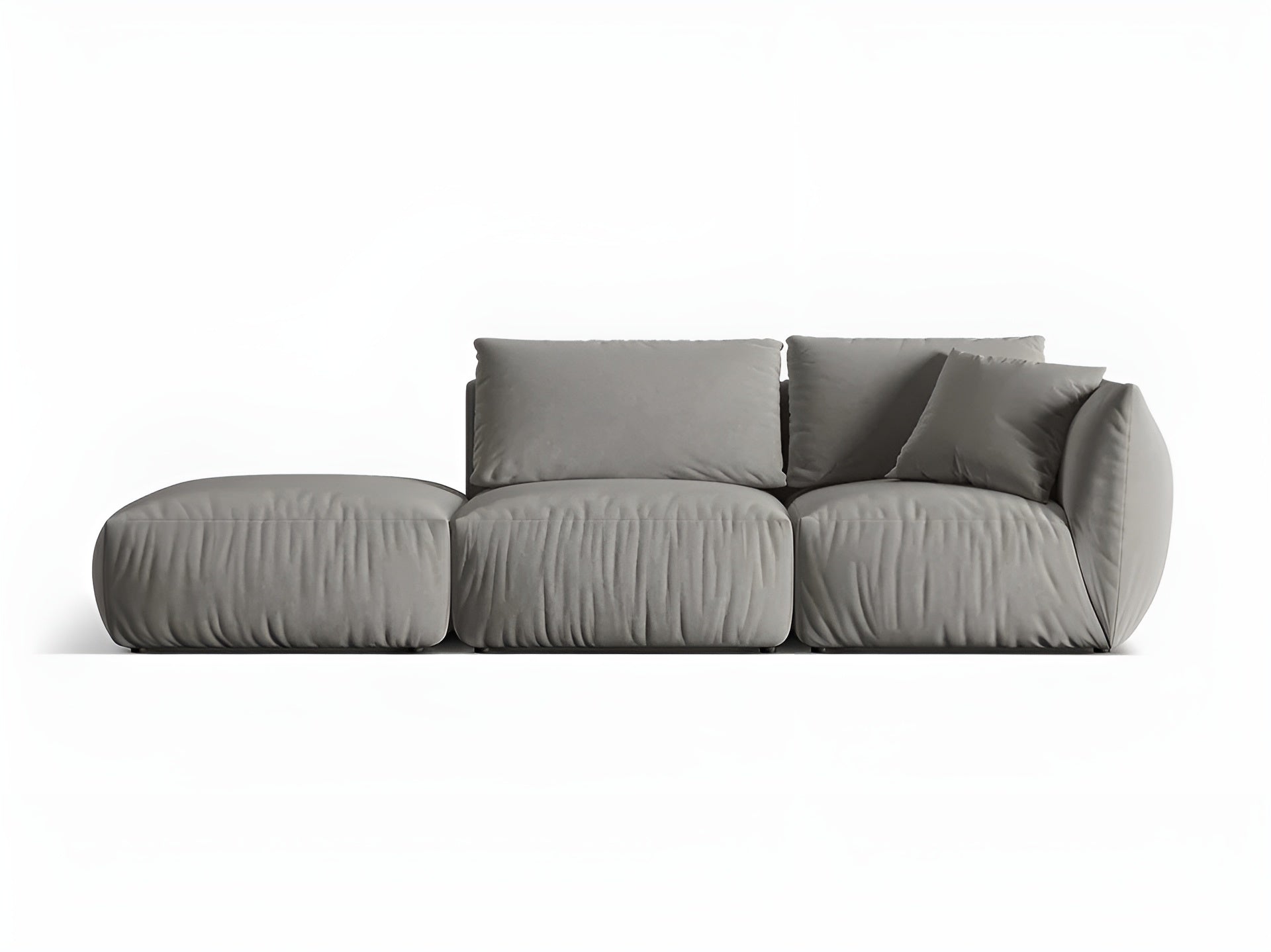 Sofa modulární sametová 3-místná levostranná CHRIS šedá