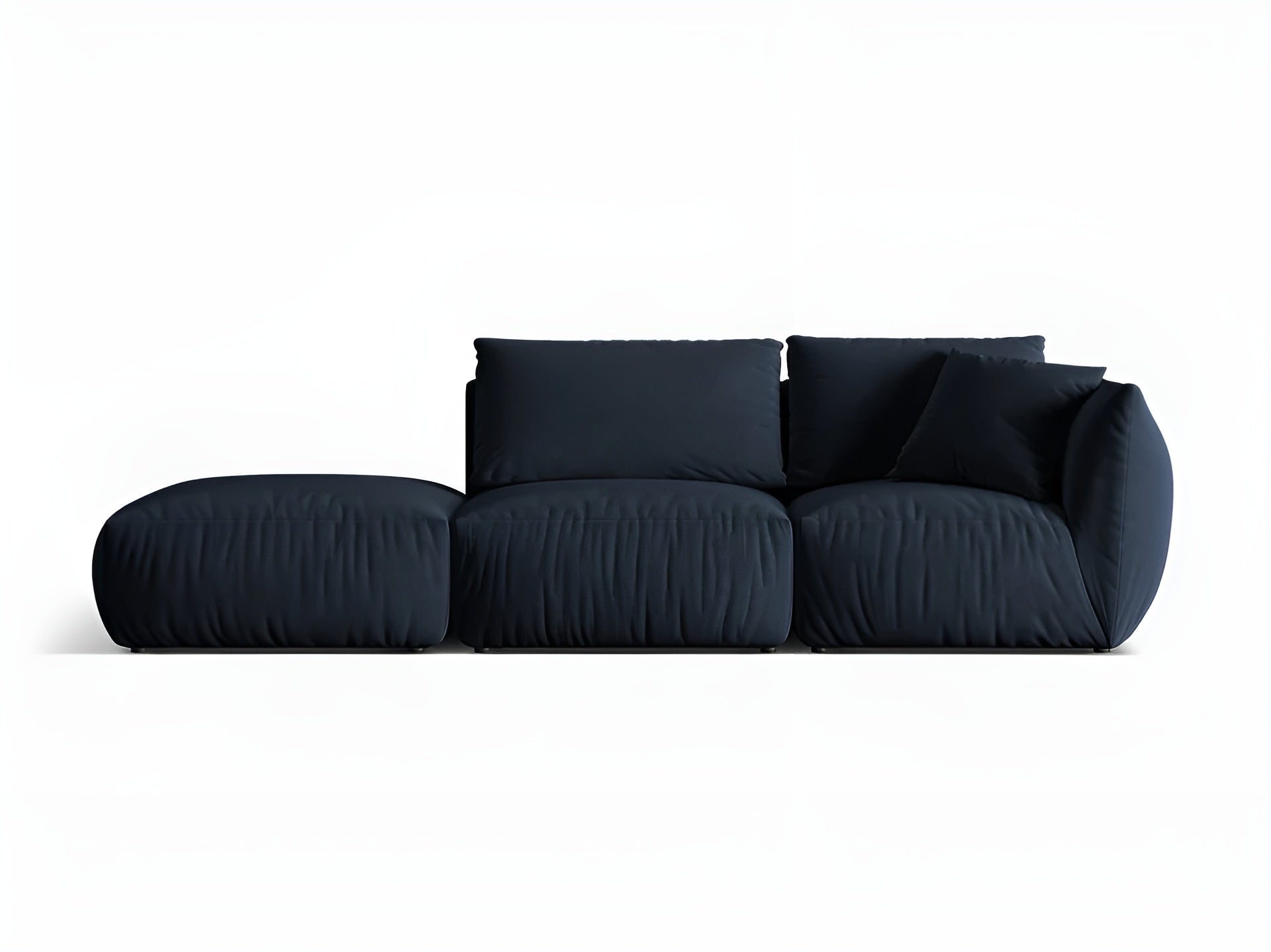 Left-facing 3-seater velvet modular sofa CHRIS royal blue