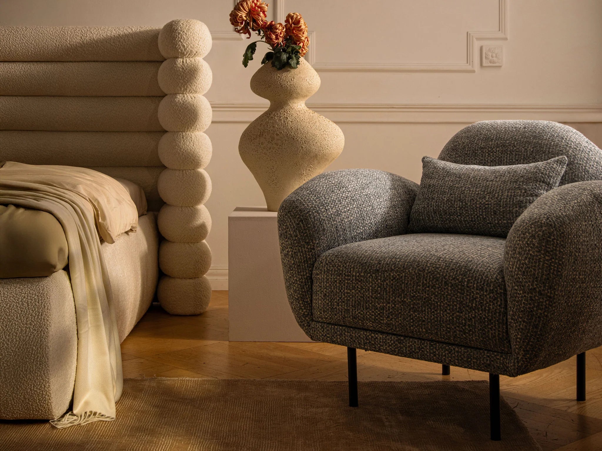 POPPY green chenille armchair