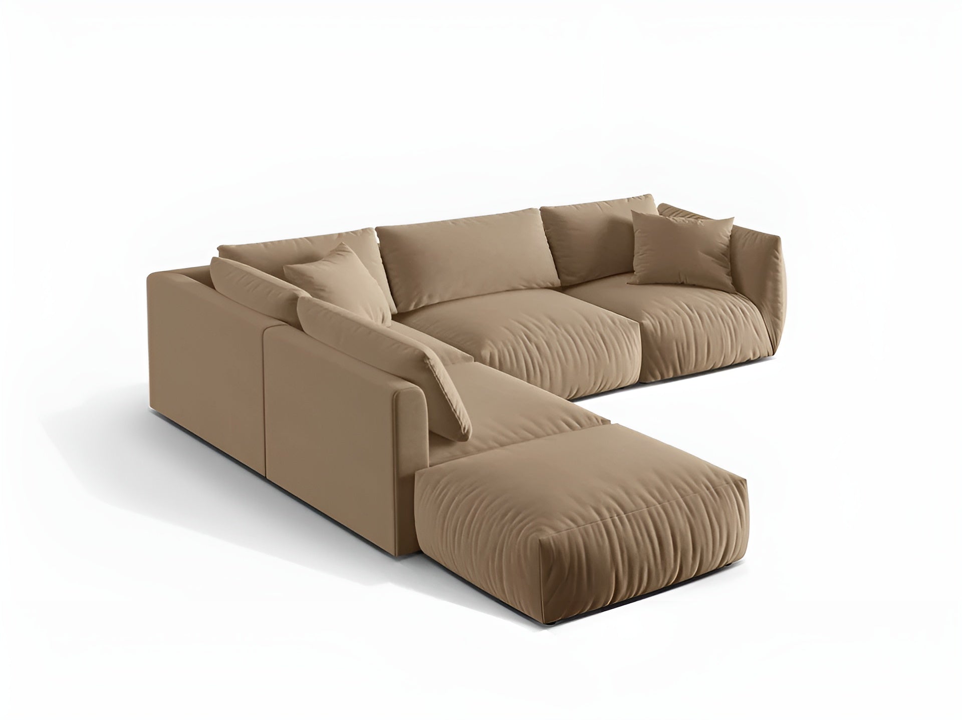 Left-facing 4-seater velvet modular corner sofa CHRIS in sand color