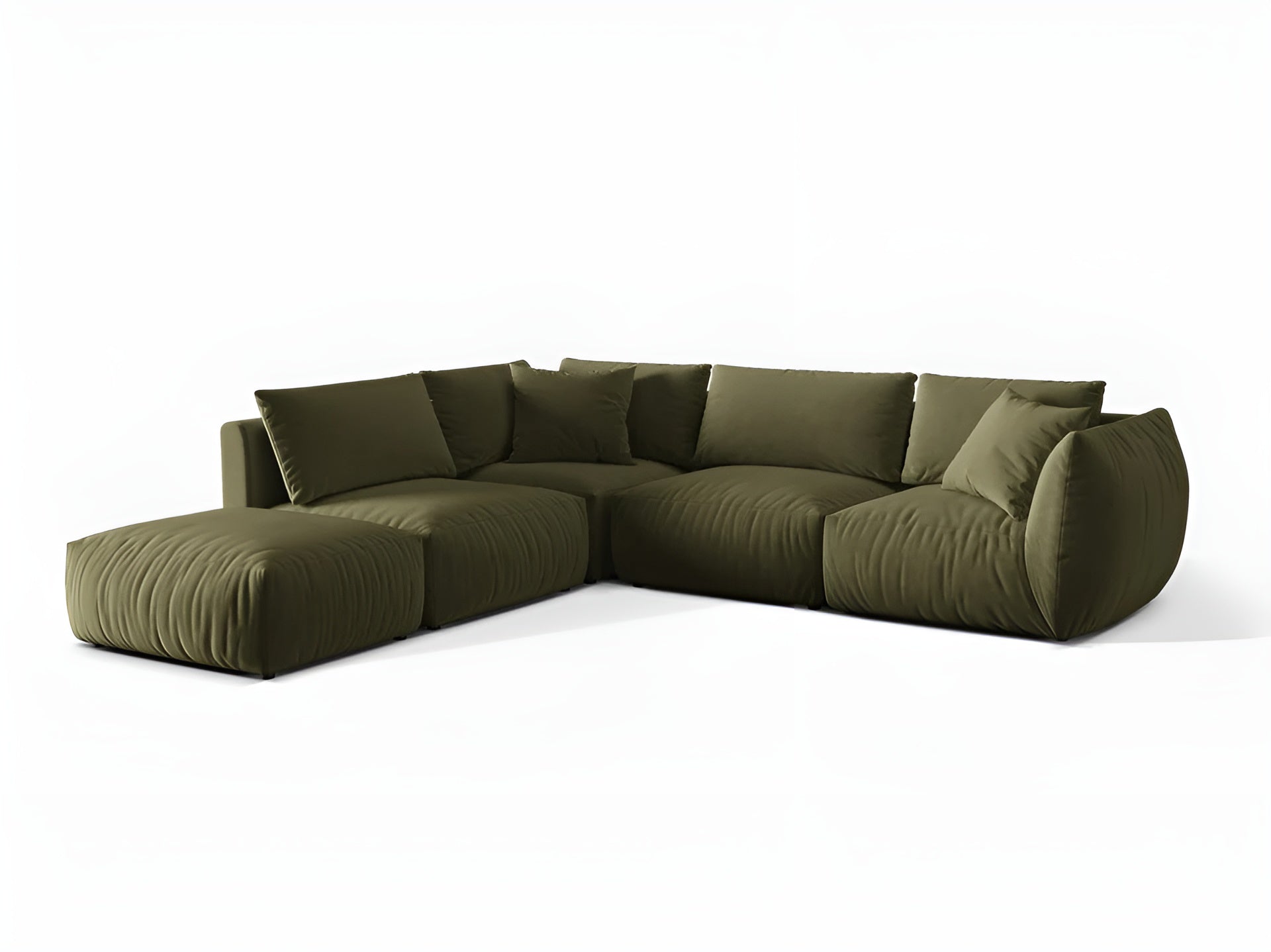 Velvet modular corner sofa for 4 people, left-sided, CHRIS in light green