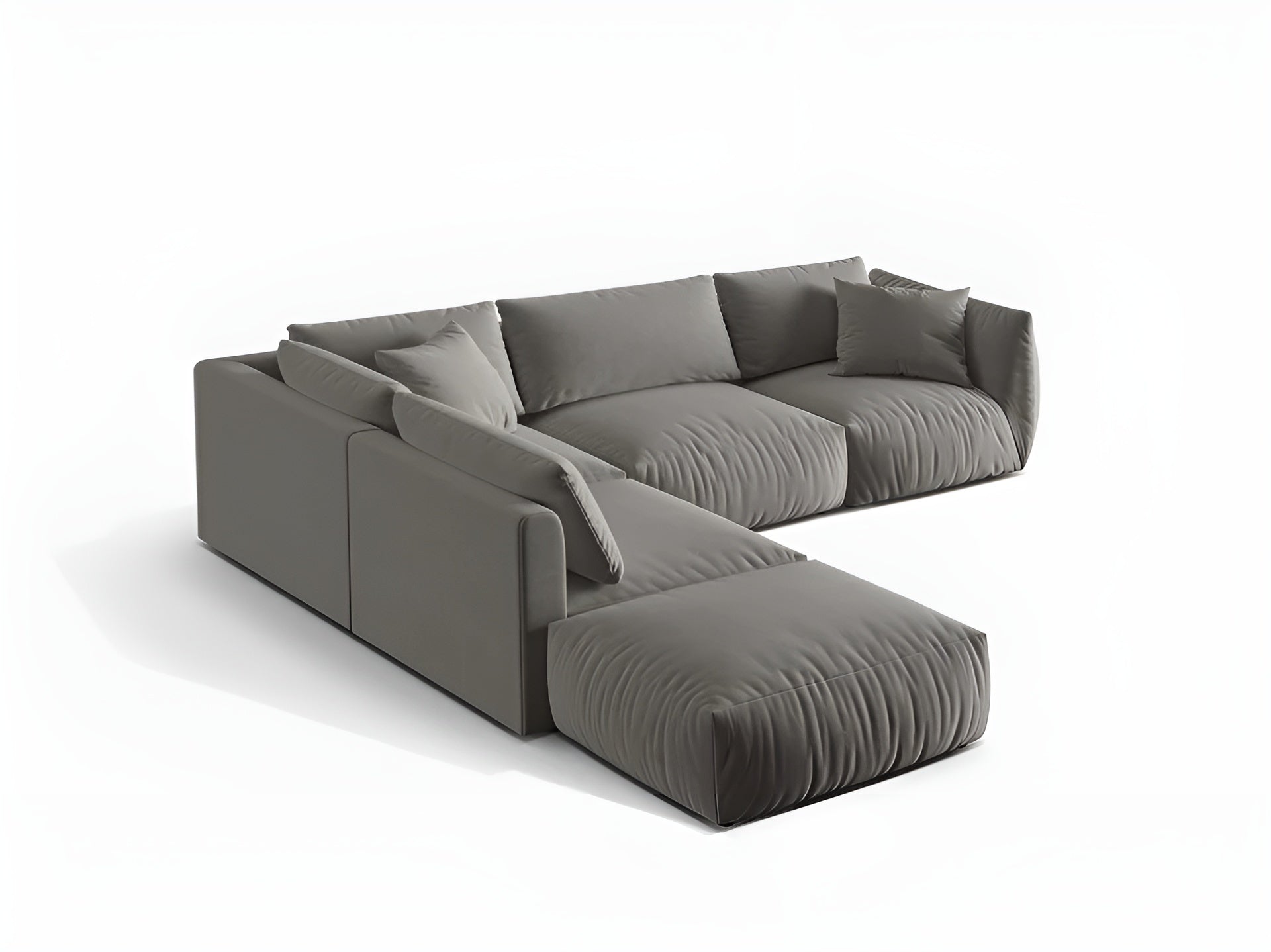 Gray left-sided velvet modular corner sofa for 4 people CHRIS