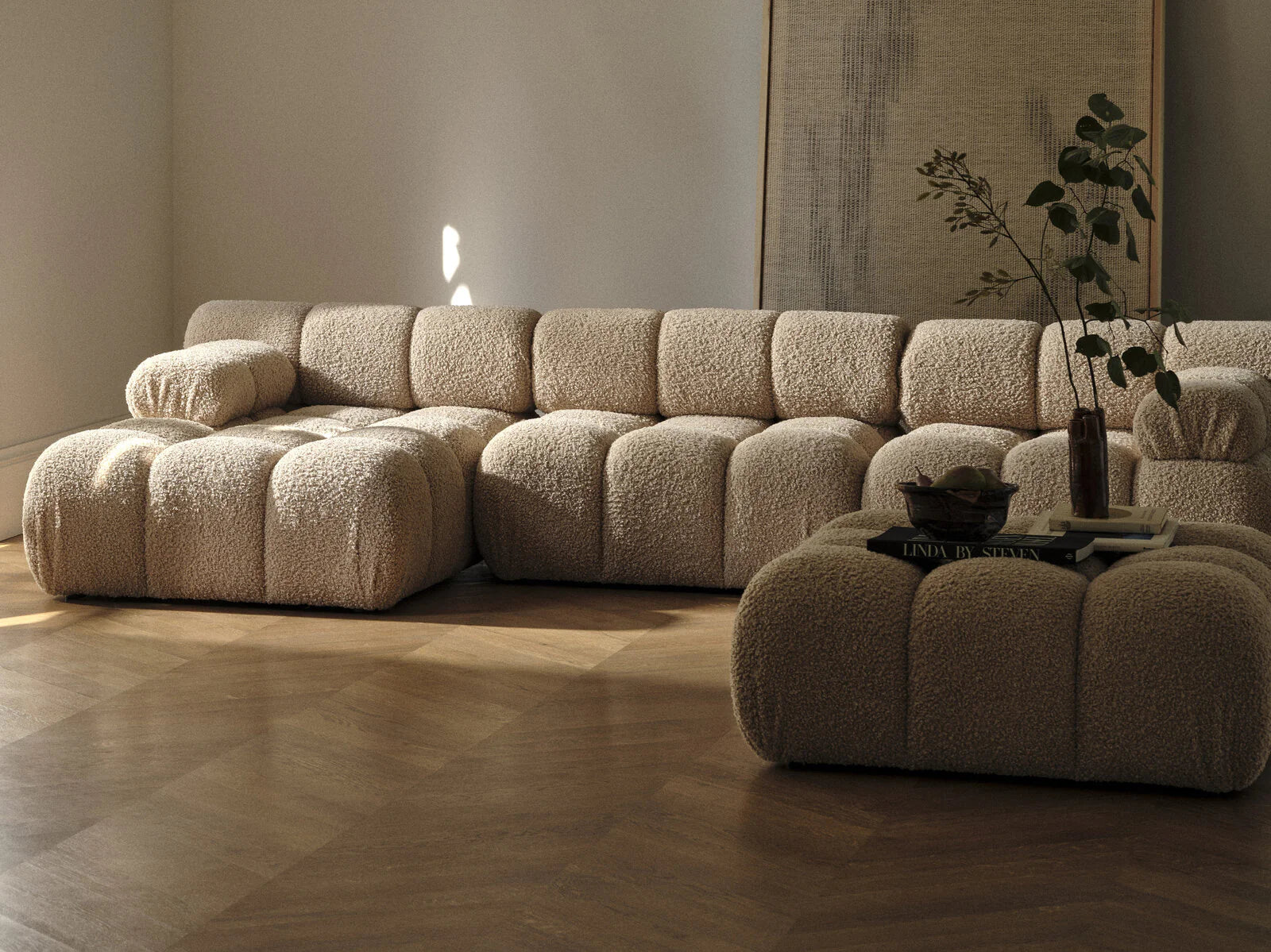 Modulární sametová pohovka pro 3 osoby BELLIS v královsky modré barvě