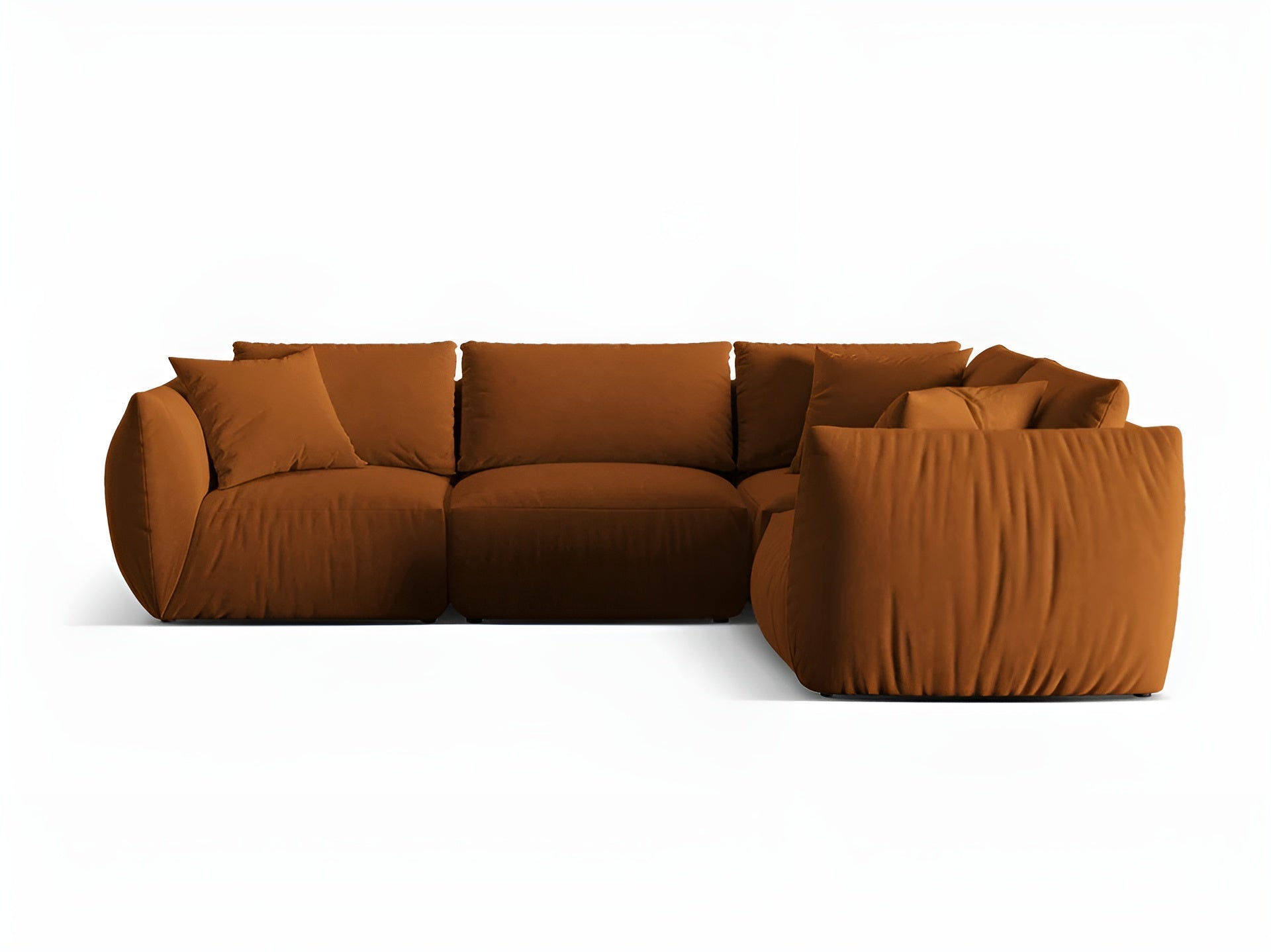 Sametový rohový gauč pro 4 osoby pravostranný CHRIS terrakota