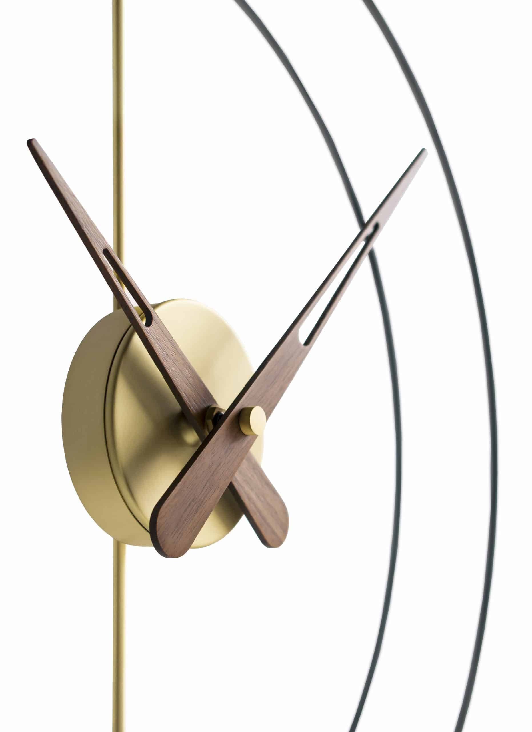 Wall Clock MICRO BARCELONA walnut wood with black and brass