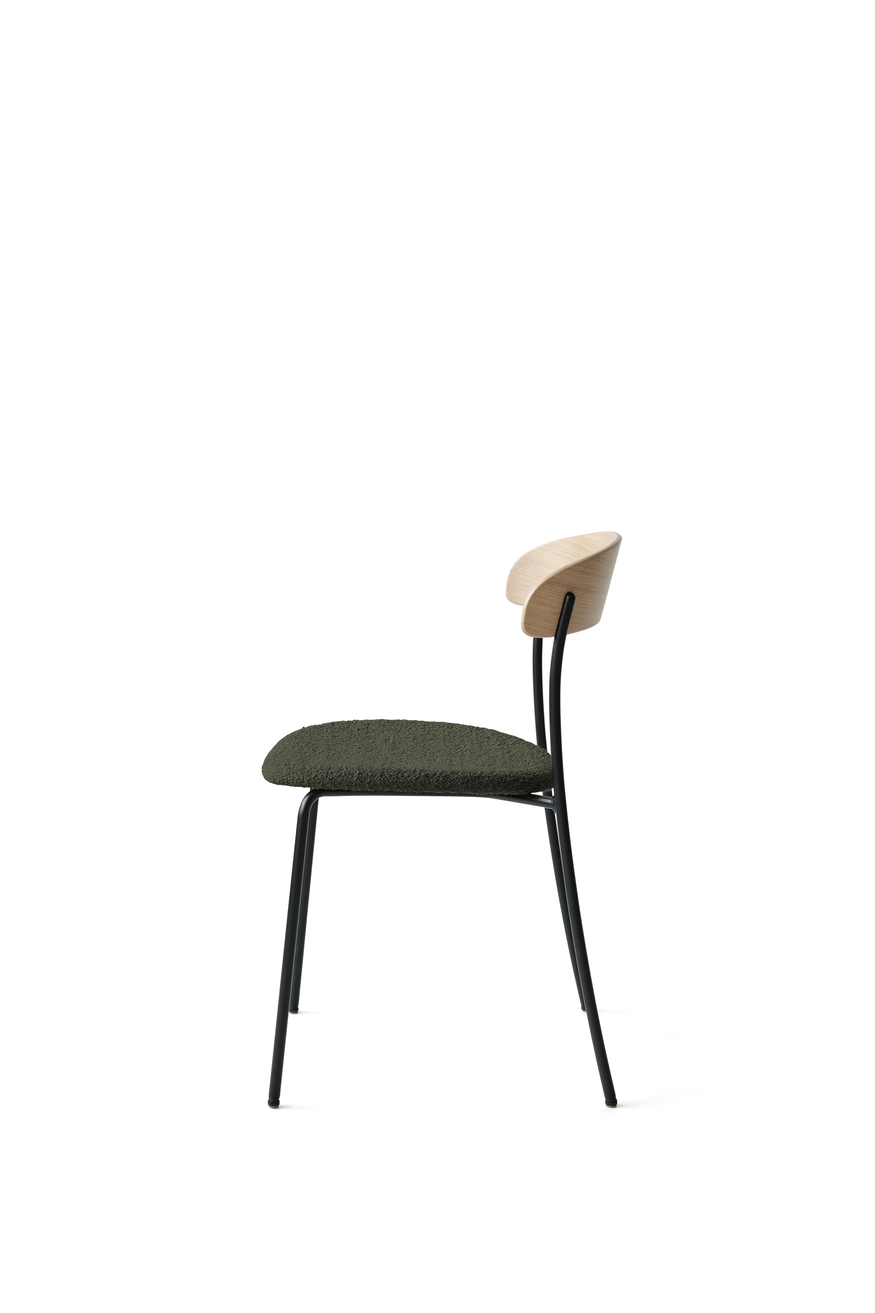 Missing chair upholstered with oak veneer