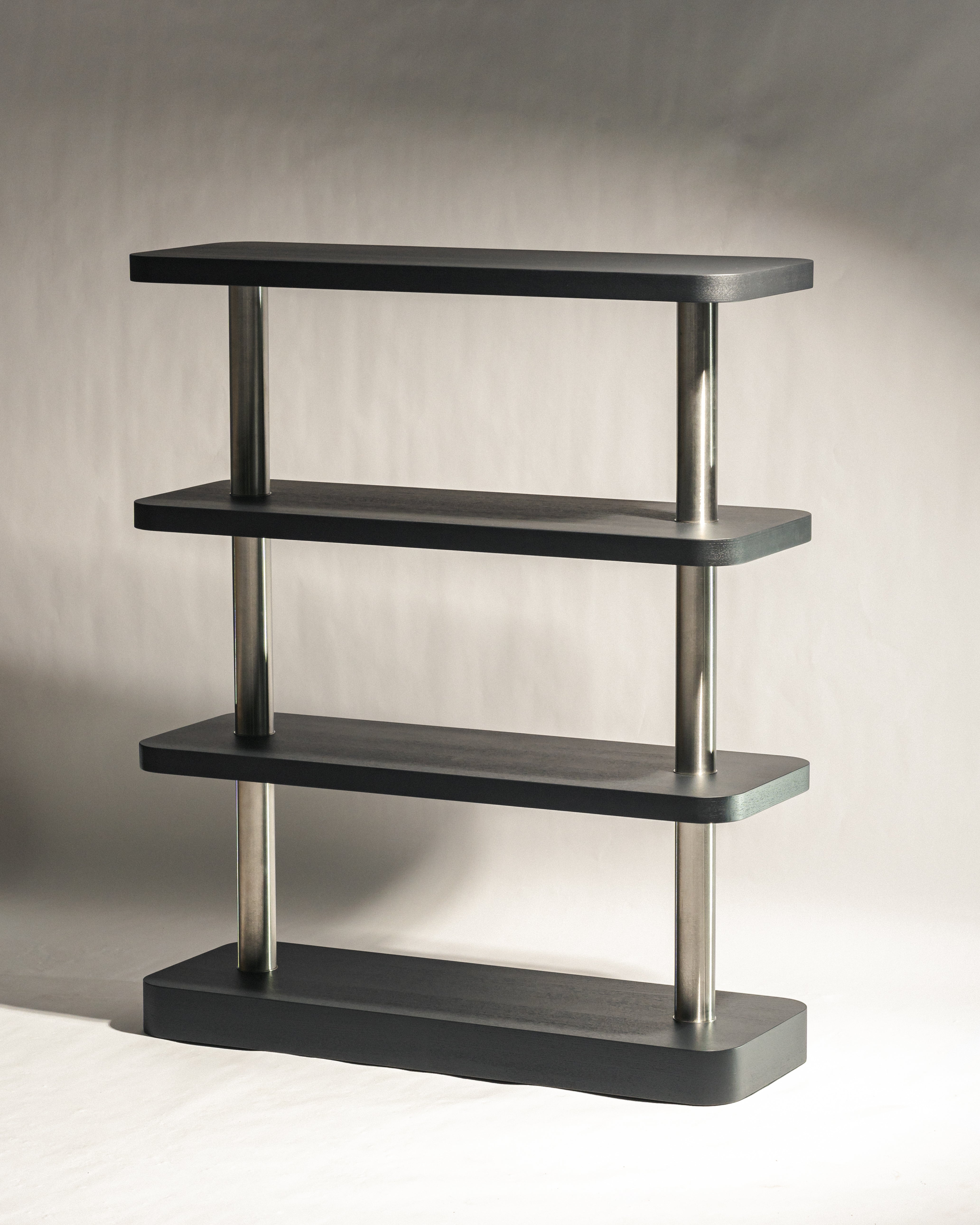 MOD black raven veneer shelf with steel elements