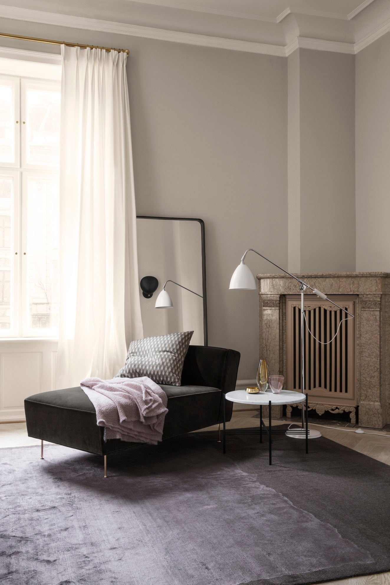 BESTLITE BL4 Floor Lamp in Brass with Cream Shade