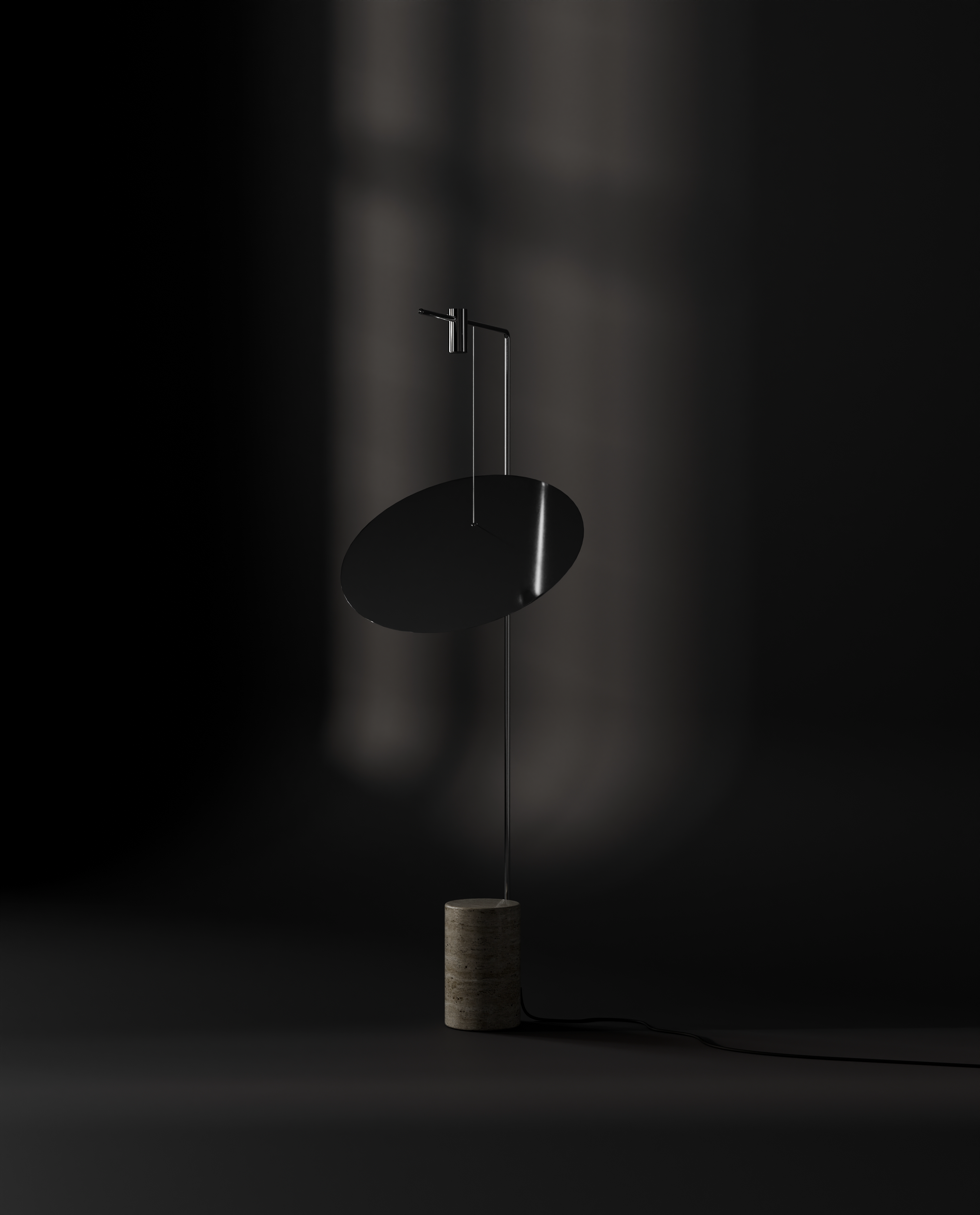 Stojací lampa MOON chrom a travertin