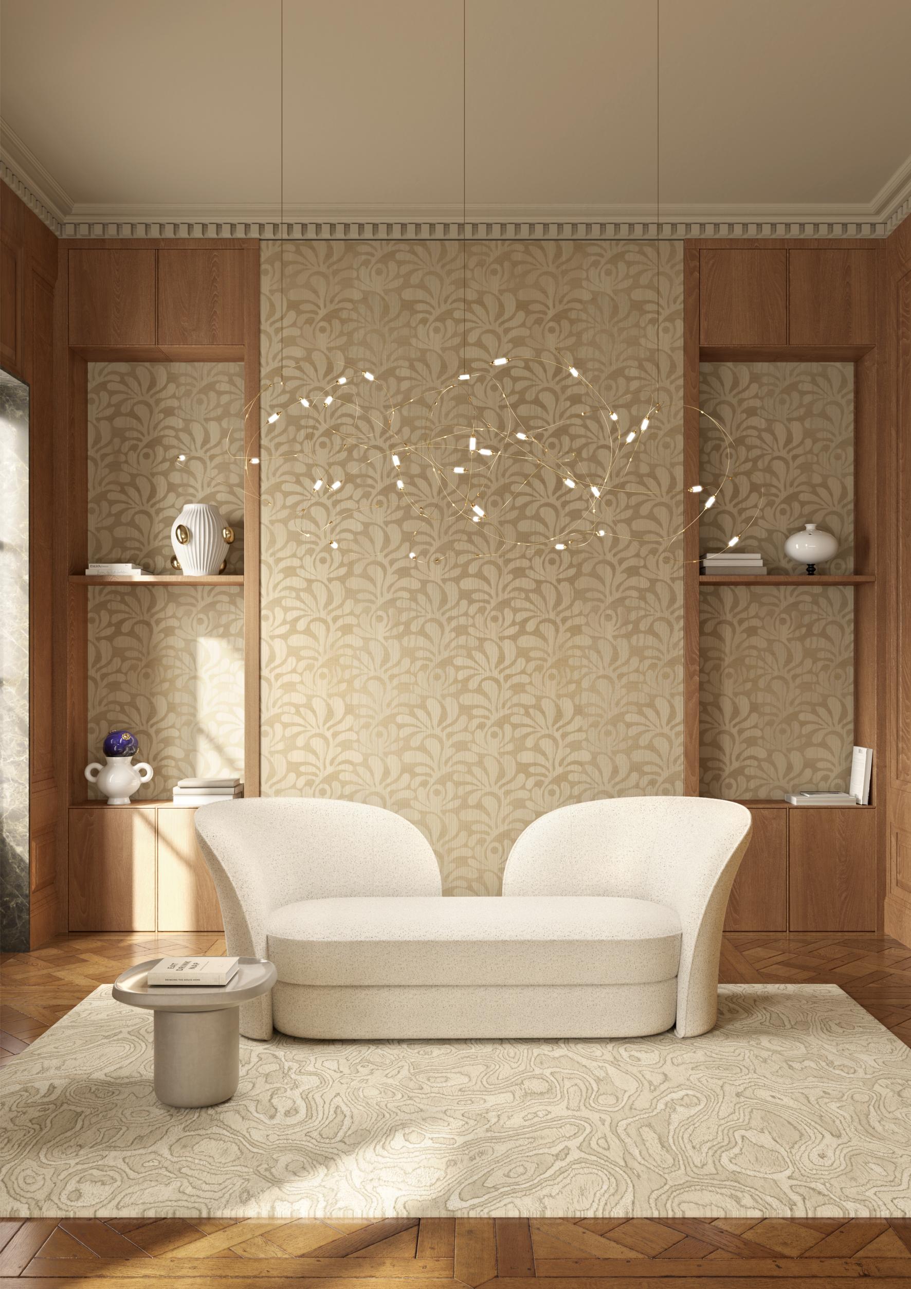 Woodblock Beetle Fern Brown Wallpaper with Plant Leaf Motif