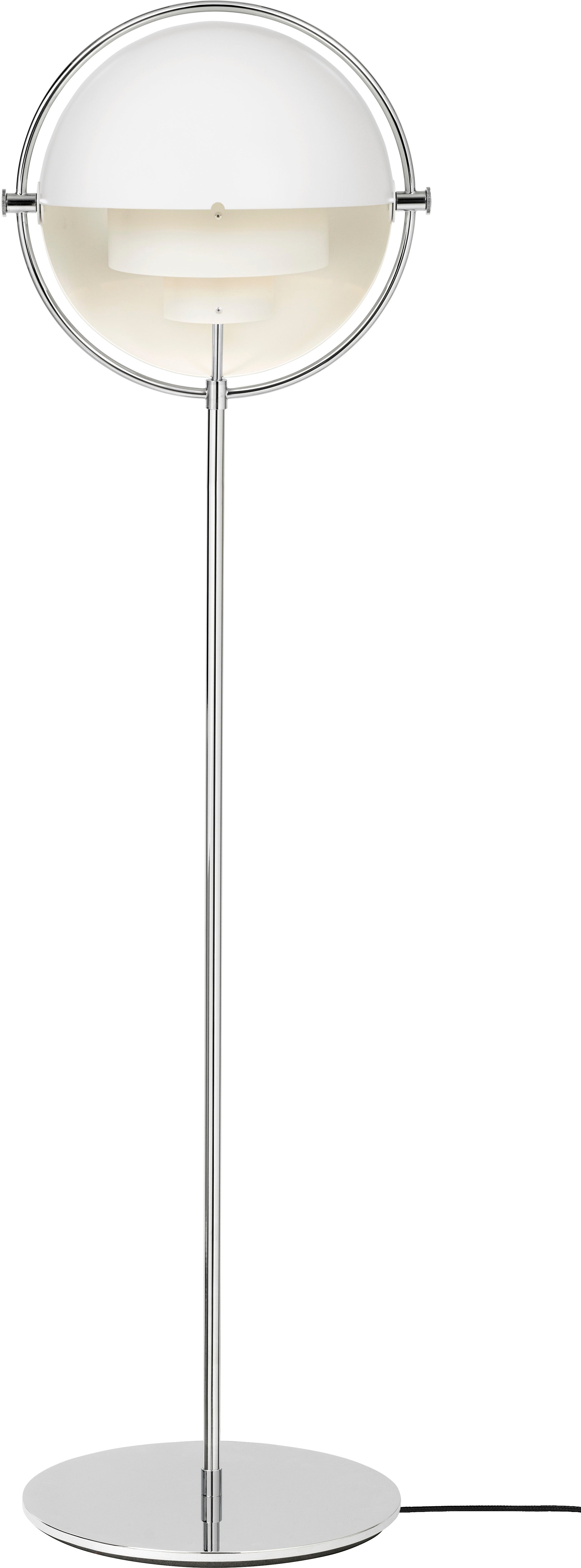 MULTI-LITE floor lamp in white with a chrome base