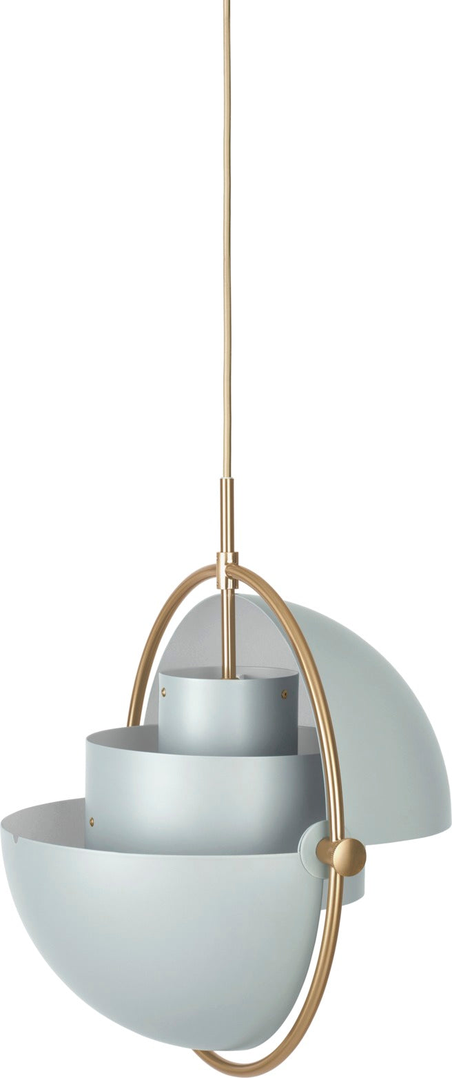 MULTI-LITE pendant lamp in gray-blue with brass