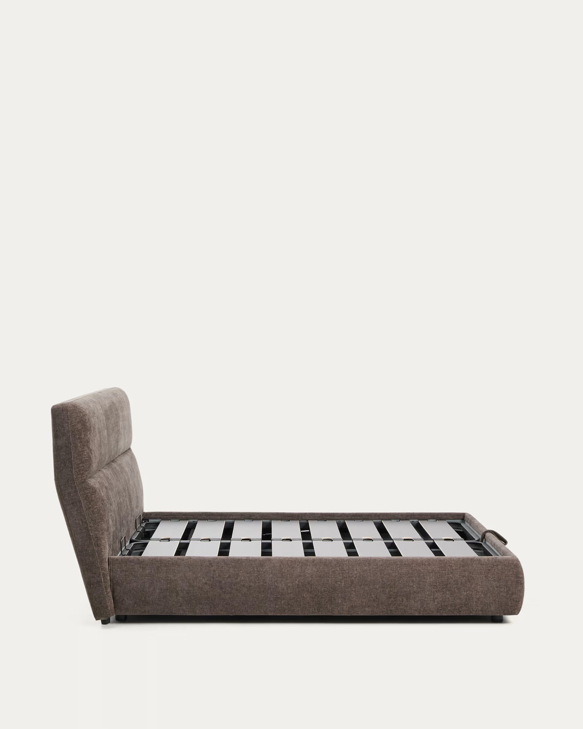 Bed with bedding storage DAFRA brown chenille