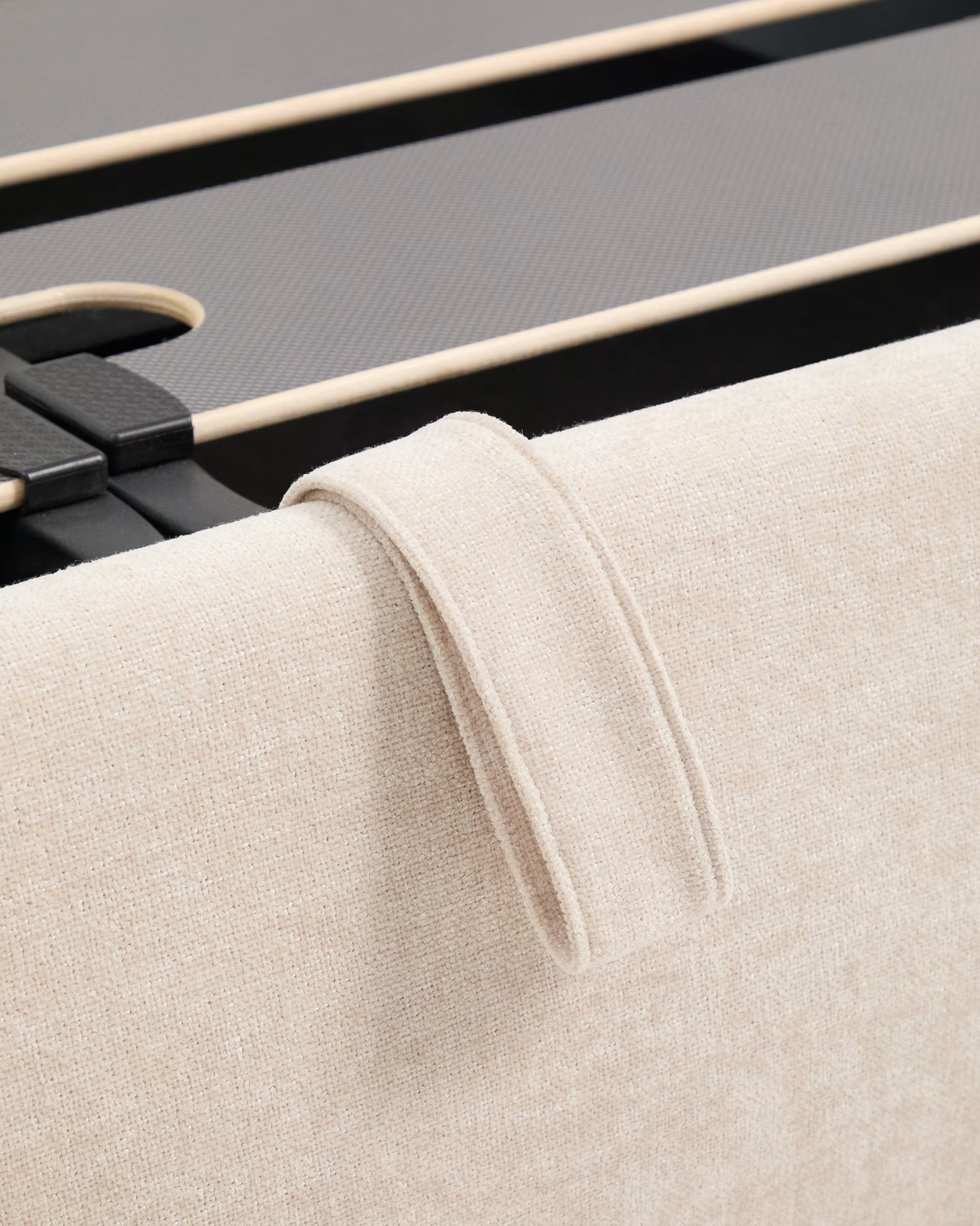 Bed with bedding storage DAFRA beige chenille