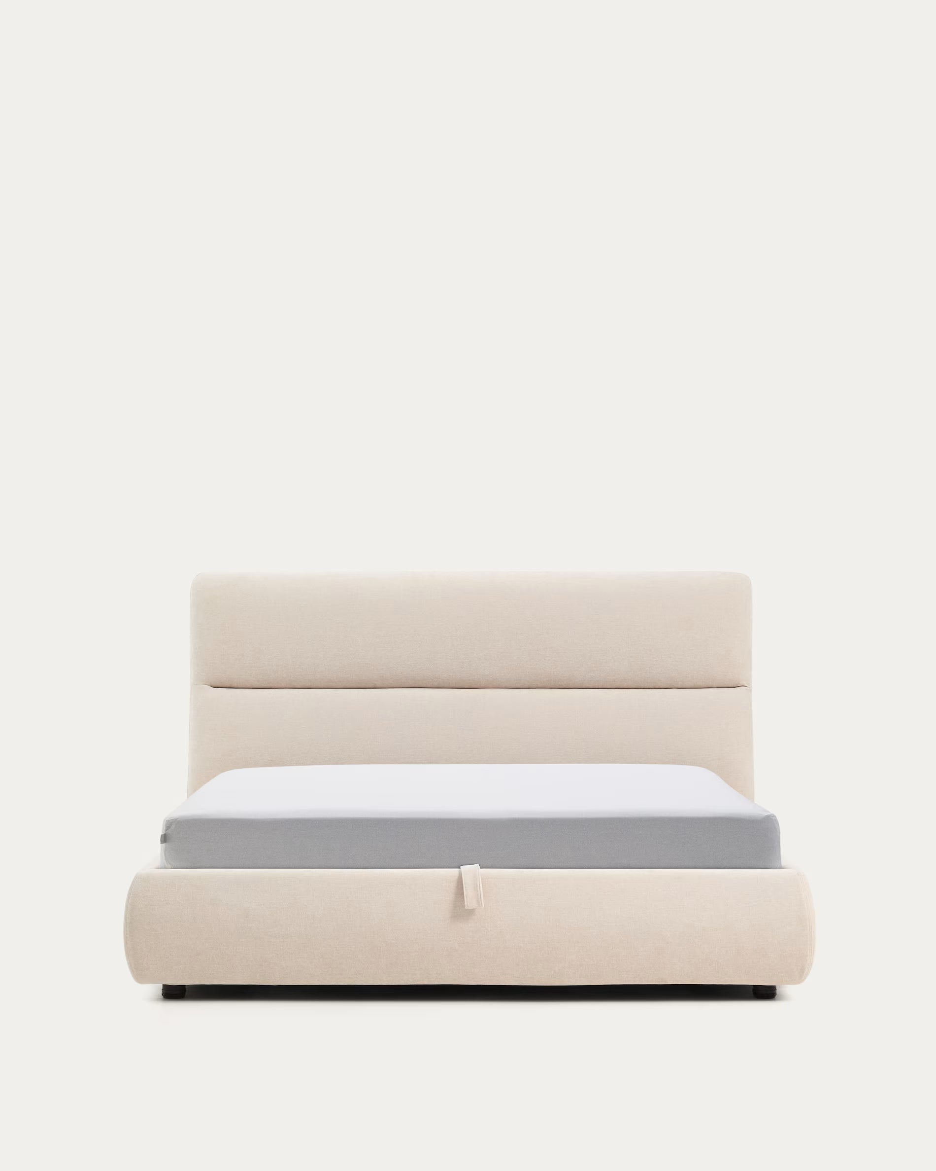 Bed with bedding storage DAFRA beige chenille