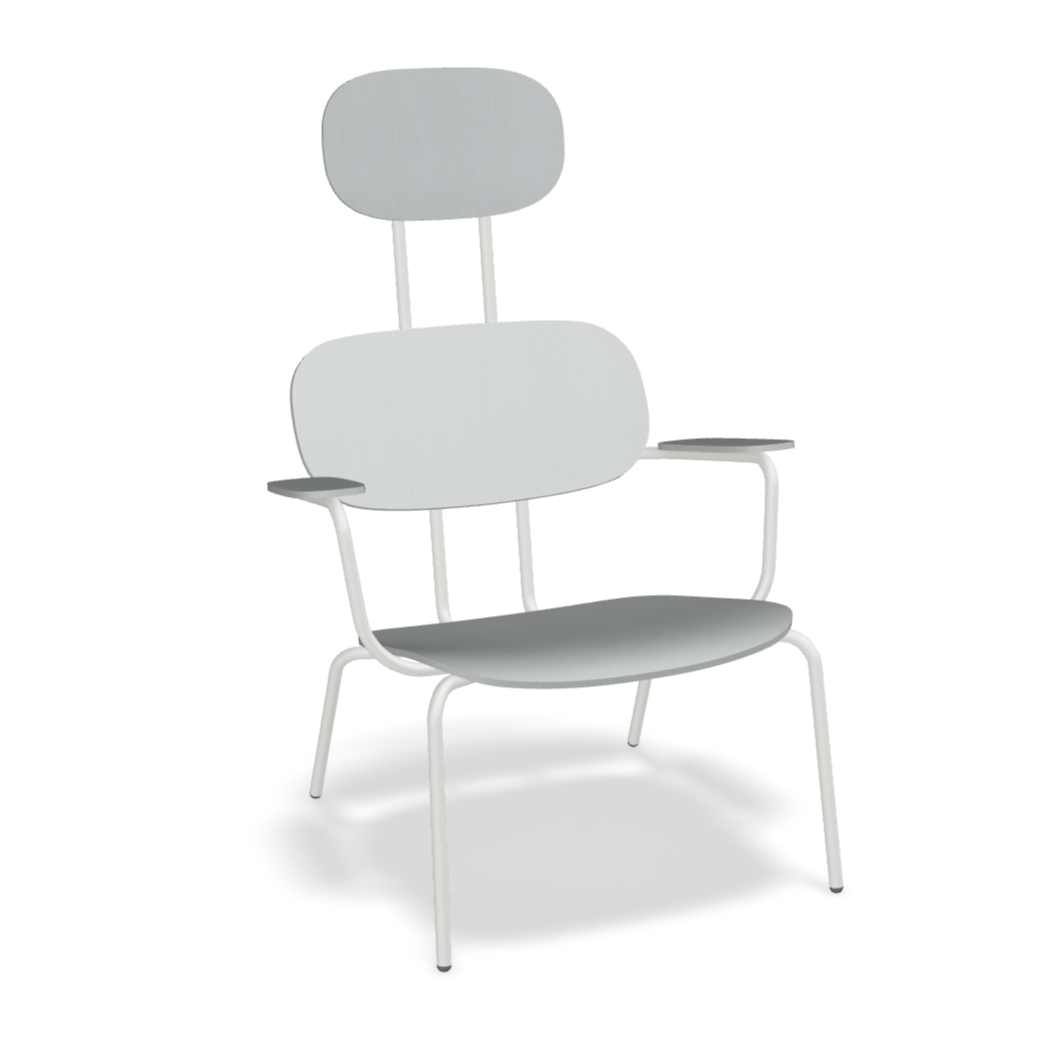 Fotel z zagłówkiem NEW SCHOOL LOUNGE perłowa podstawa – .mdd