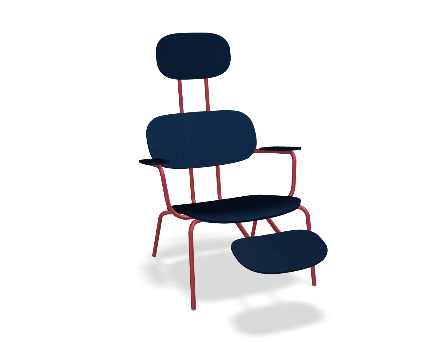 Fotel z zagłówkiem NEW SCHOOL LOUNGE czerwona podstawa do salonu