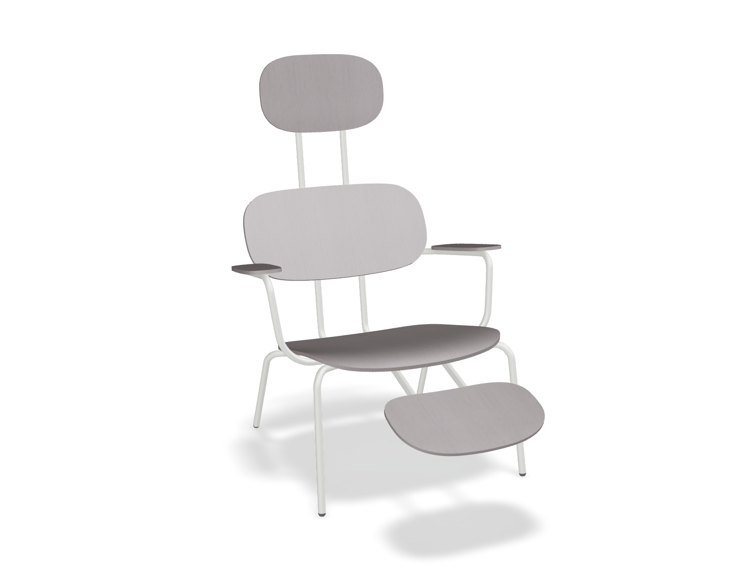 Fotel z zagłówkiem NEW SCHOOL LOUNGE perłowa podstawa z podłokietnikami