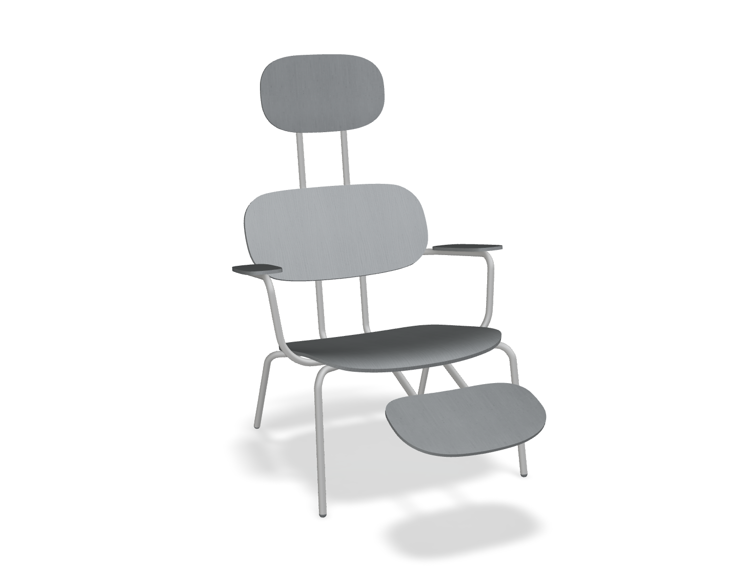 Fotel z zagłówkiem NEW SCHOOL LOUNGE jasnoszara podstawa – .mdd