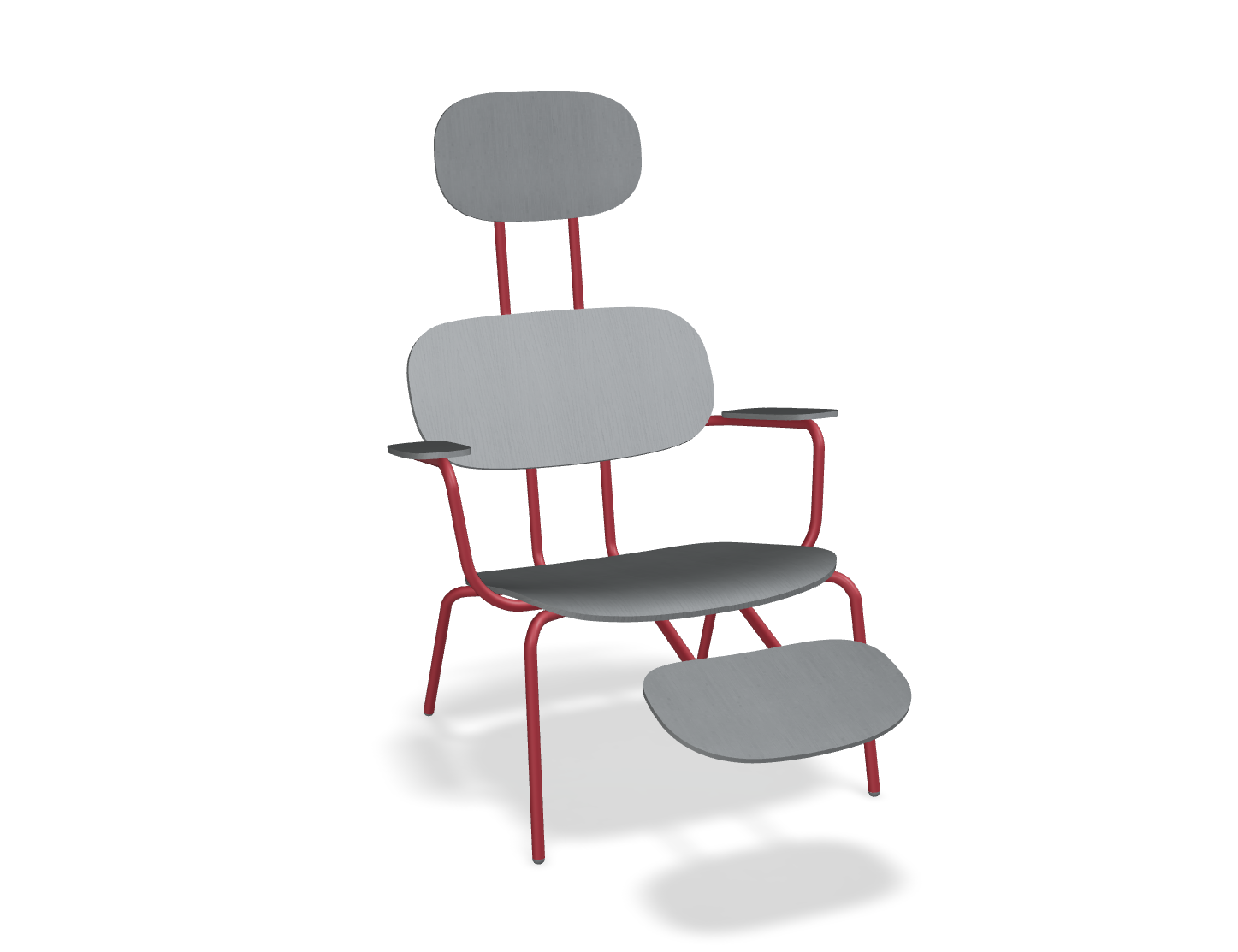 Fotel z zagłówkiem NEW SCHOOL LOUNGE czerwona podstawa do salonu – .mdd