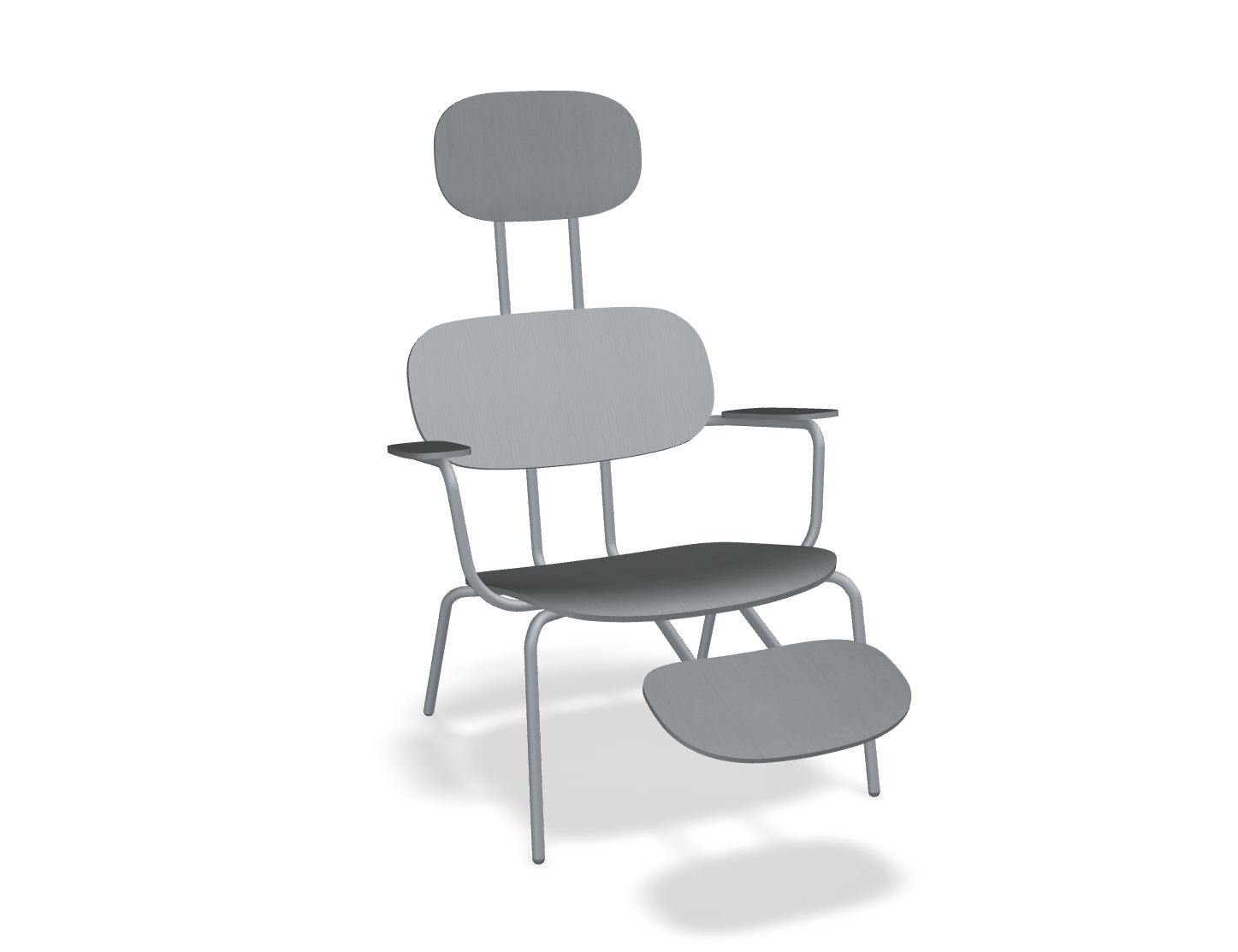Fotel z zagłówkiem NEW SCHOOL LOUNGE ciemnoszara podstawa z podłokietnikami