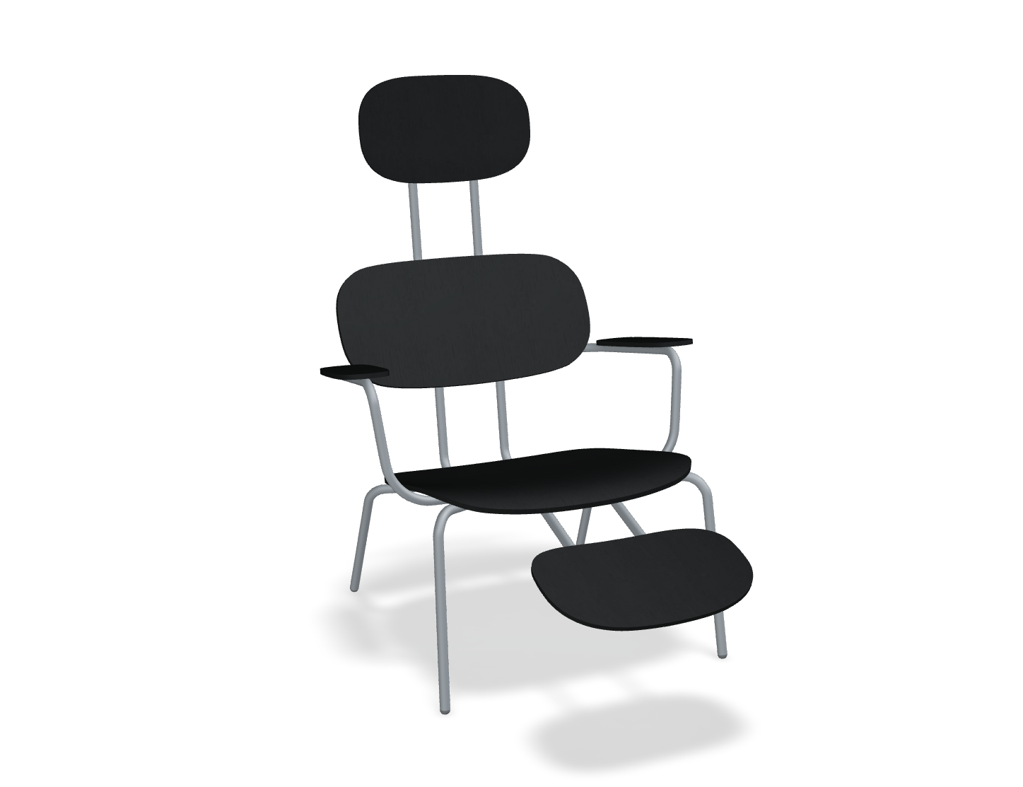 Fotel z zagłówkiem NEW SCHOOL LOUNGE ciemnoszara podstawa z podłokietnikami
