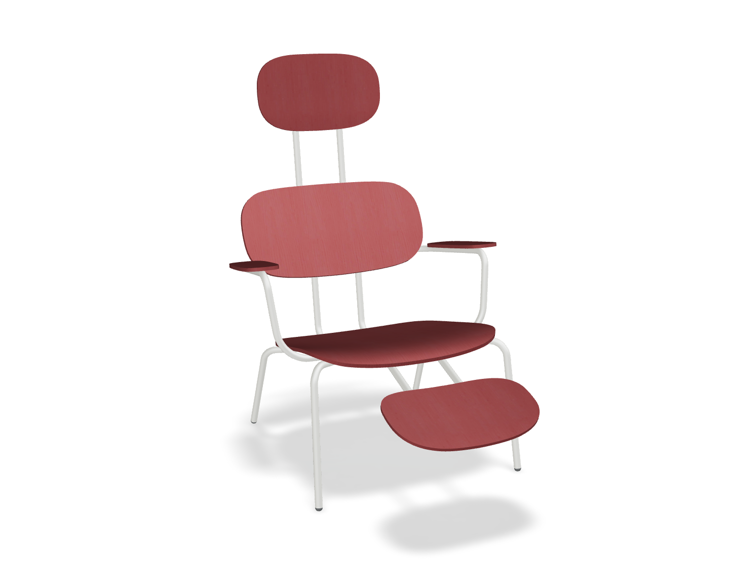 Fotel z zagłówkiem NEW SCHOOL LOUNGE perłowa podstawa z podłokietnikami